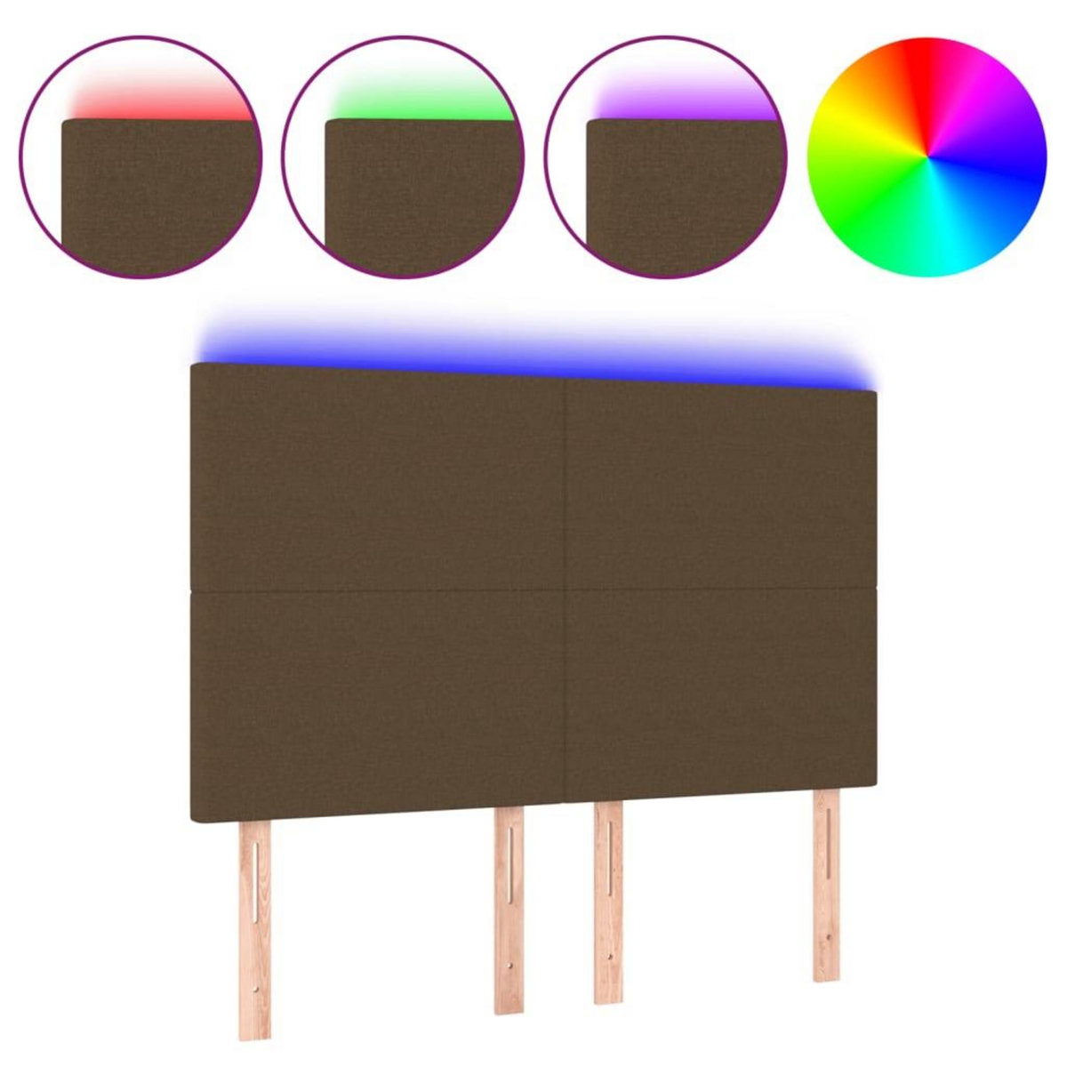 VIDAXL Tete de lit a LED Marron fonce 144x5x118/128 cm Tissu