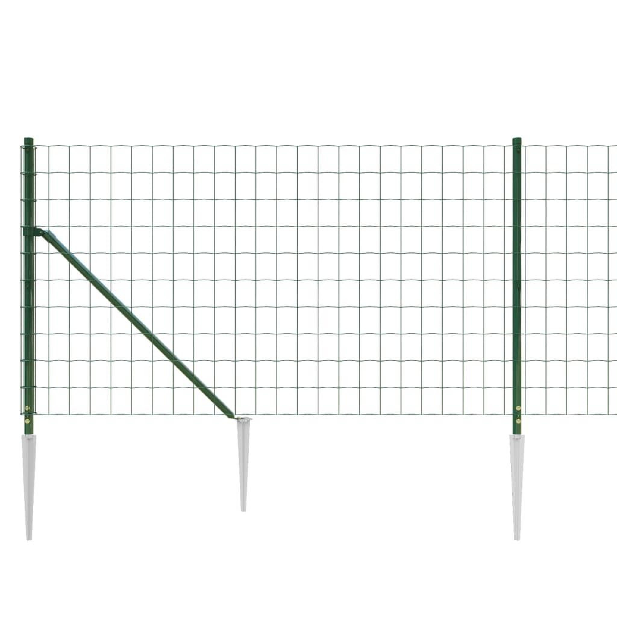 Voir la diapositive 4 : VIDAXL Cloture en treillis metallique et piquet d'ancrage vert 1,1x25m