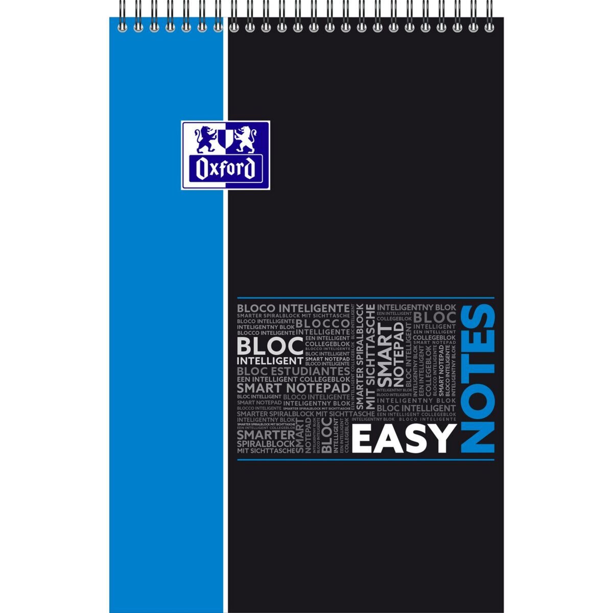 OXFORD Bloc notes perforé Easynotes reliure intégrale 21x31,7cm 160 pages Seyes noir et bleu
