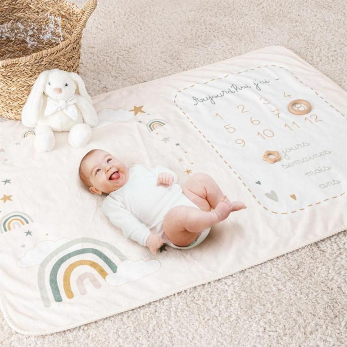 ATMOSPHERA Coffret Couverture Bébé  Arc-en-Ciel  120cm Multicolore