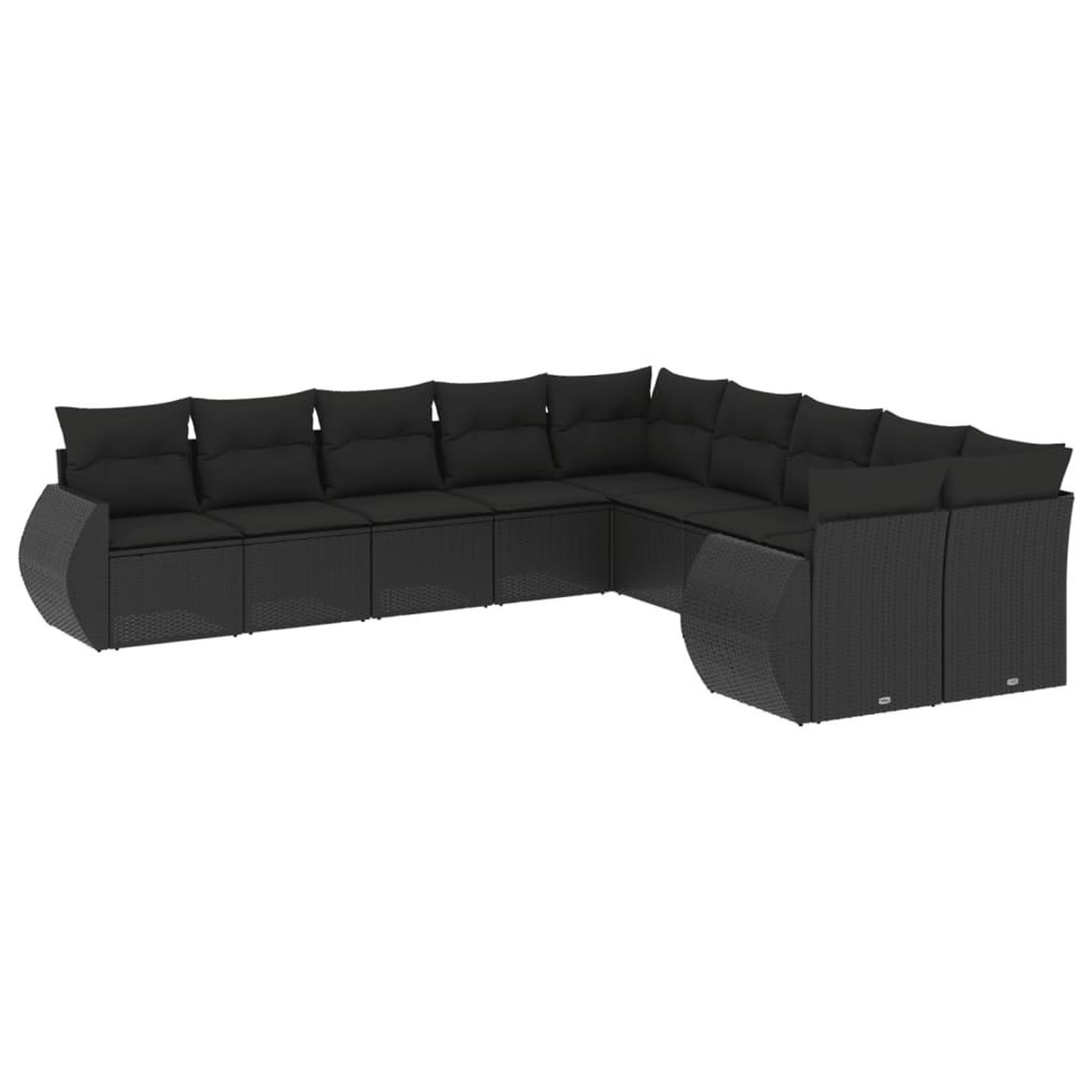 Voir la diapositive 2 : VIDAXL Salon de jardin 10 pcs avec coussins noir resine tressee