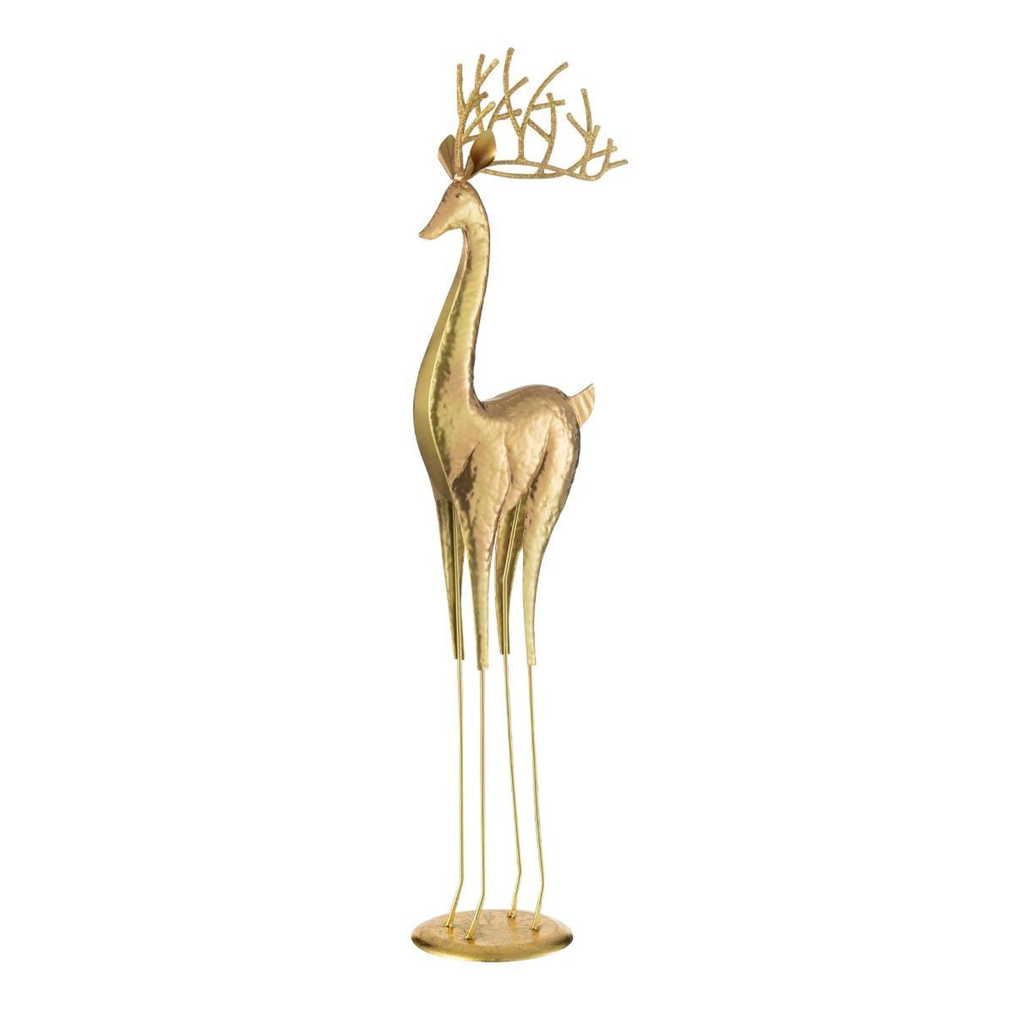 J-LINE Statue renne en métal  valentin  71cm or