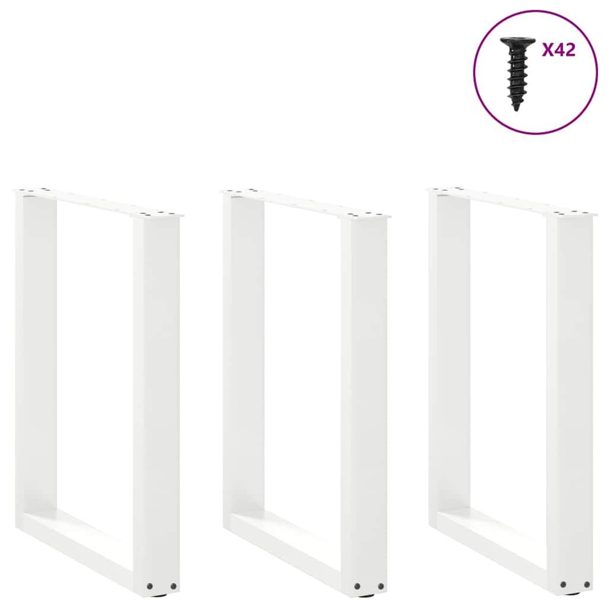 Voir la diapositive 3 : VIDAXL Pieds de table basse forme de U 3 pcs blanc 70x(72-73) cm acier