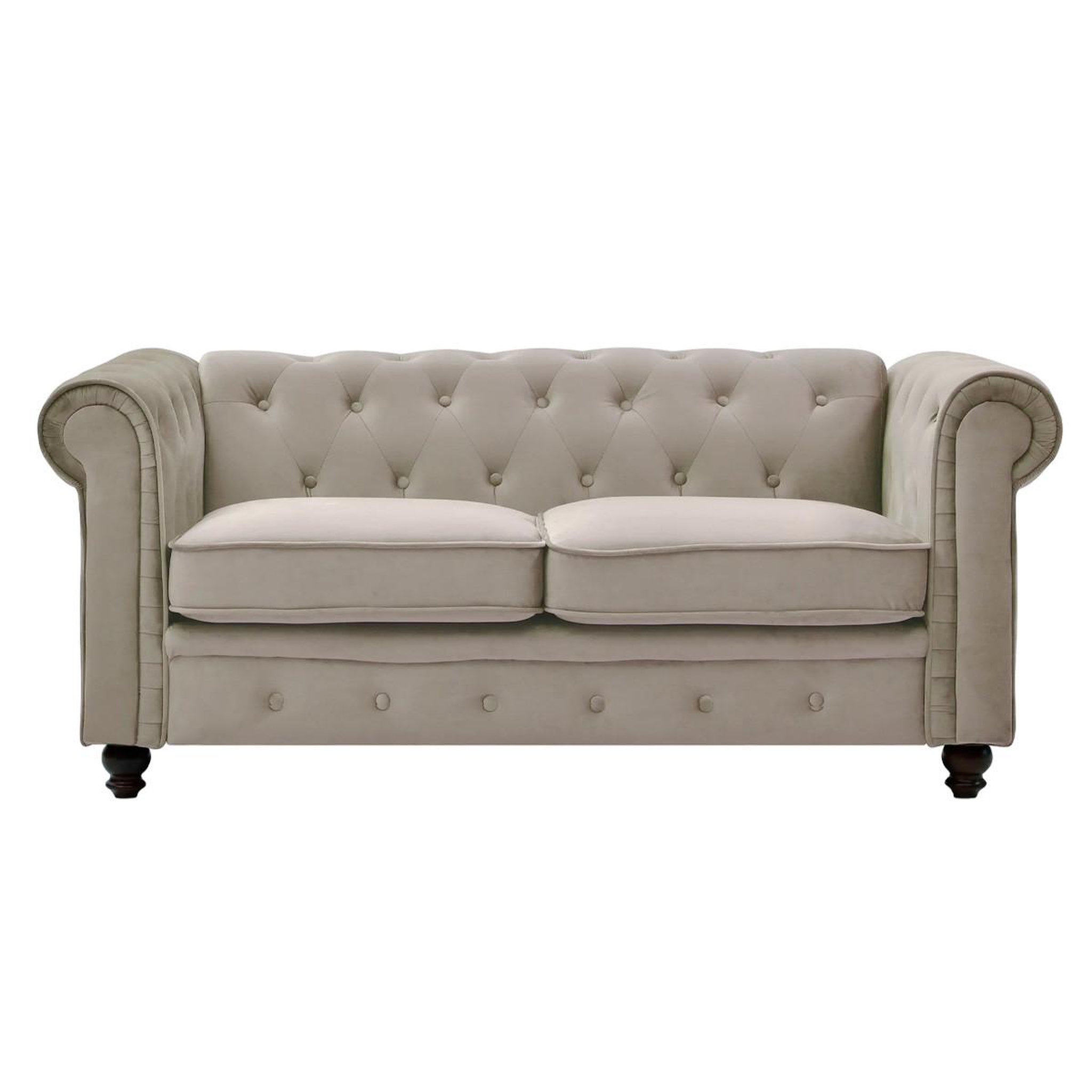 Paris Prix Canapé 2 places velours  chesterfield  157cm taupe