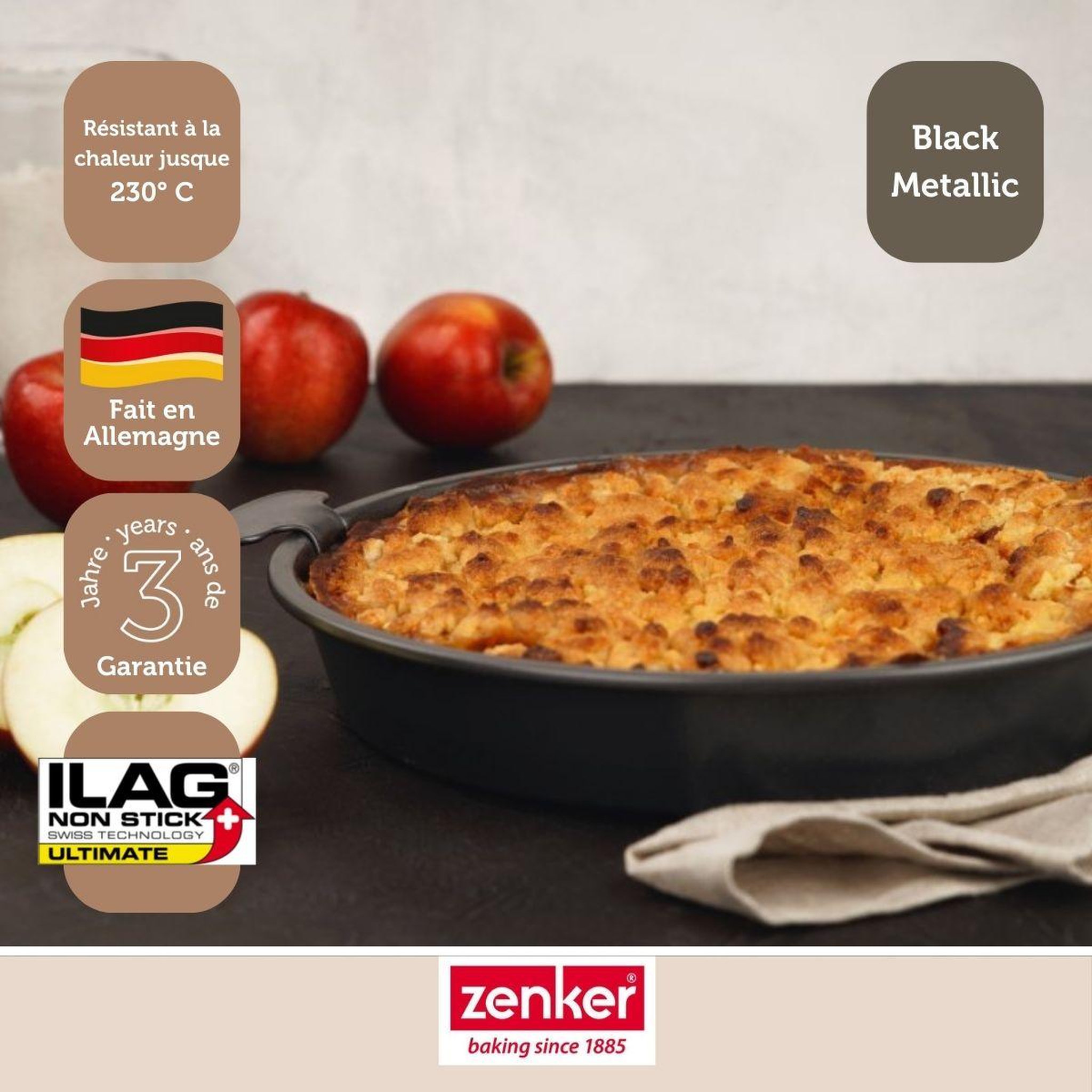 Voir la diapositive 5 : ZENKER Moule à gâteau et quiches rond de 28 cm avec fond amovible zenker black metallic