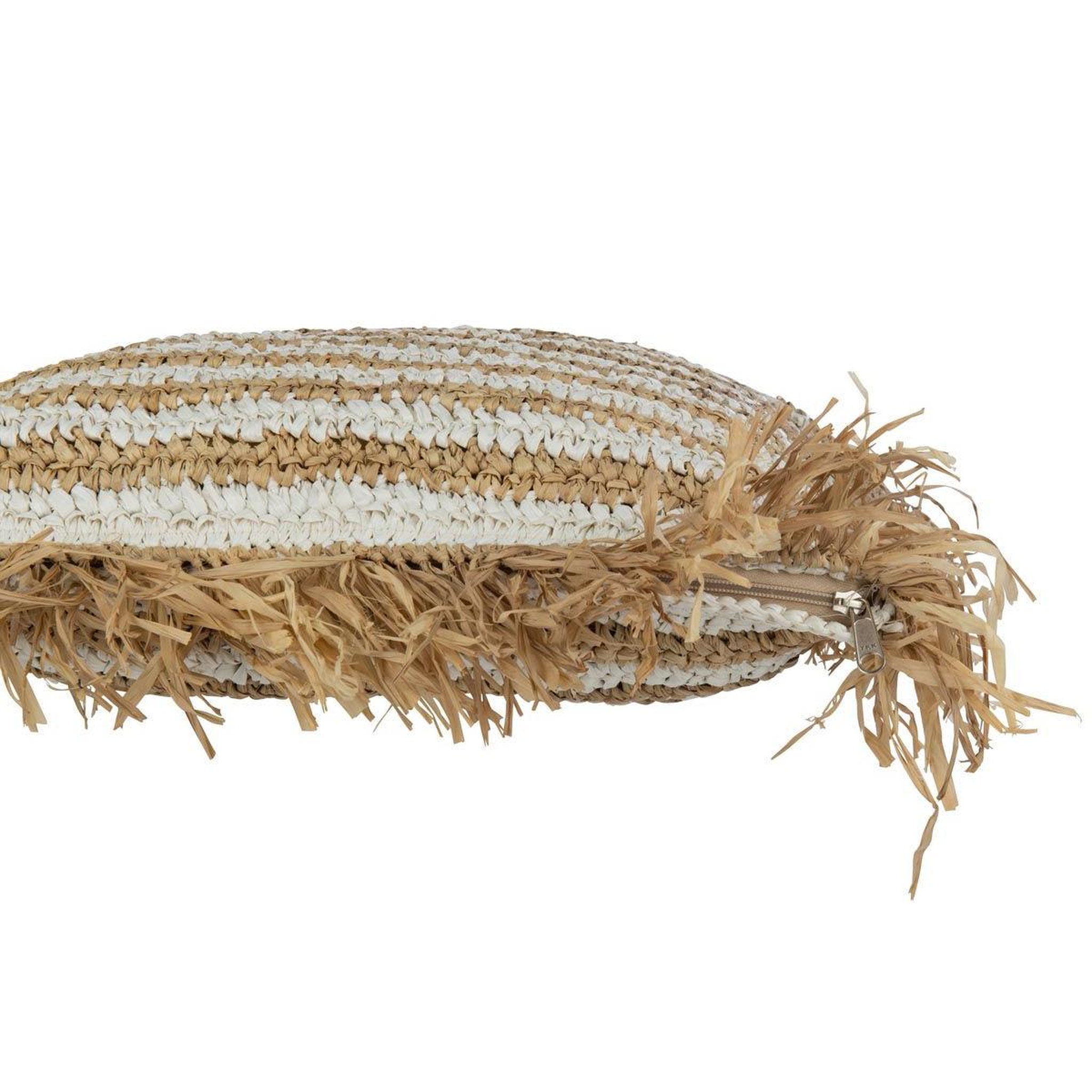 Voir la diapositive 2 : J-LINE Coussin Déco à Franges  Bali  45x45cm Naturel