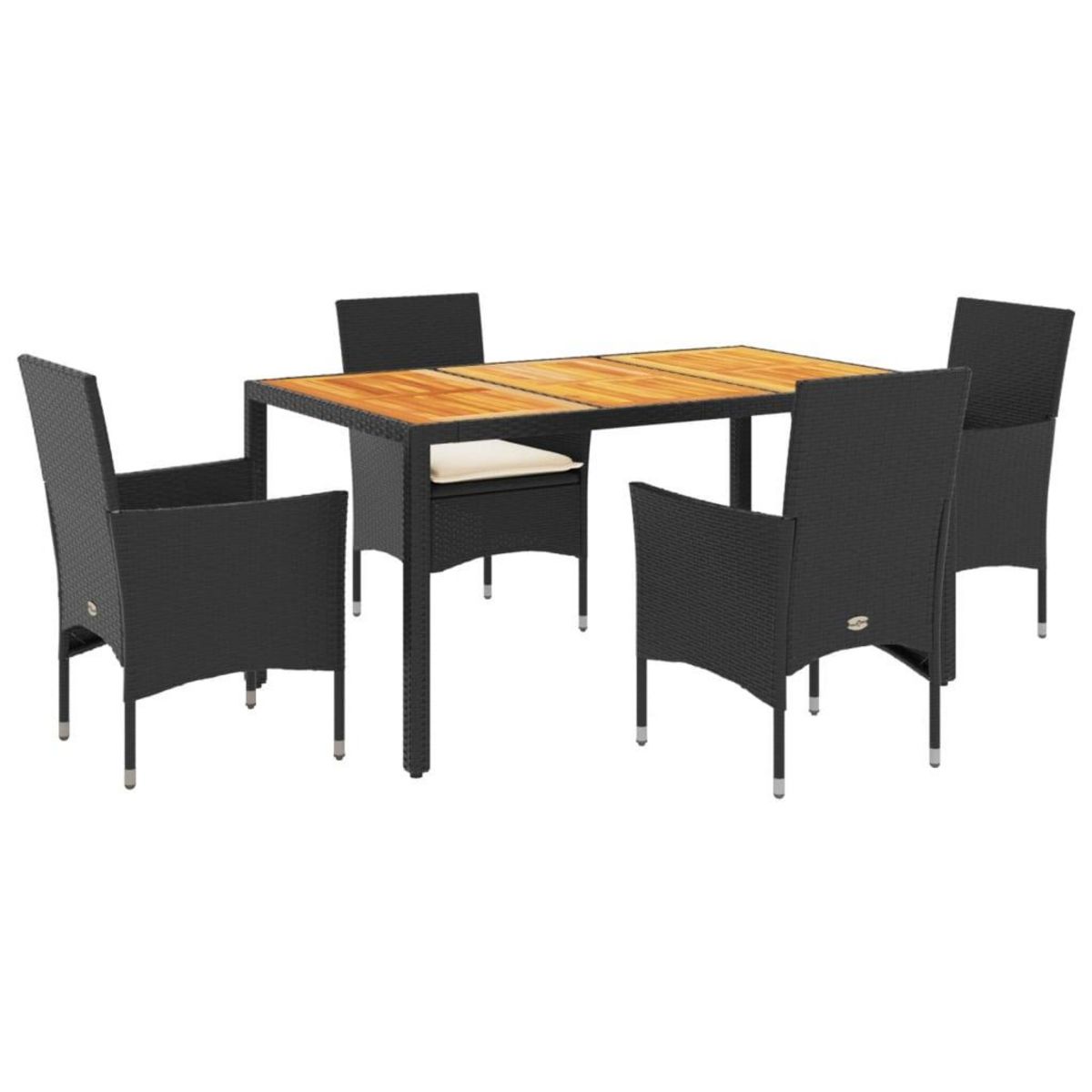 VIDAXL Ensemble a manger de jardin et coussins 5 pcs noir rotin acacia
