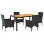 Voir la diapositive 2 : VIDAXL Ensemble a manger de jardin et coussins 5 pcs noir rotin acacia