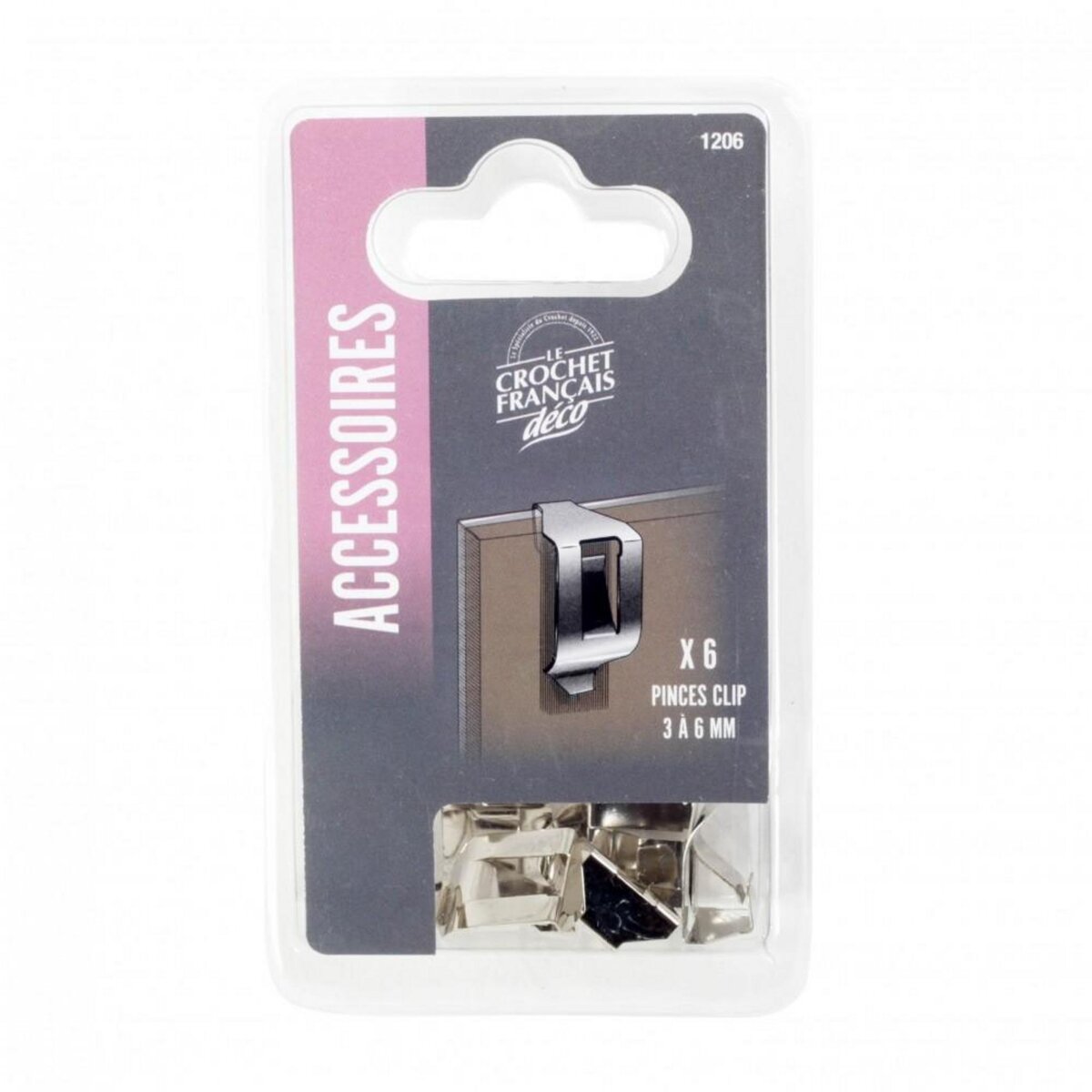 Le crochet francais Lot de 6 pinces clip 3-6 mm pour sous-verre LE CROCHET FRANCAIS L.20 x l.15 mm