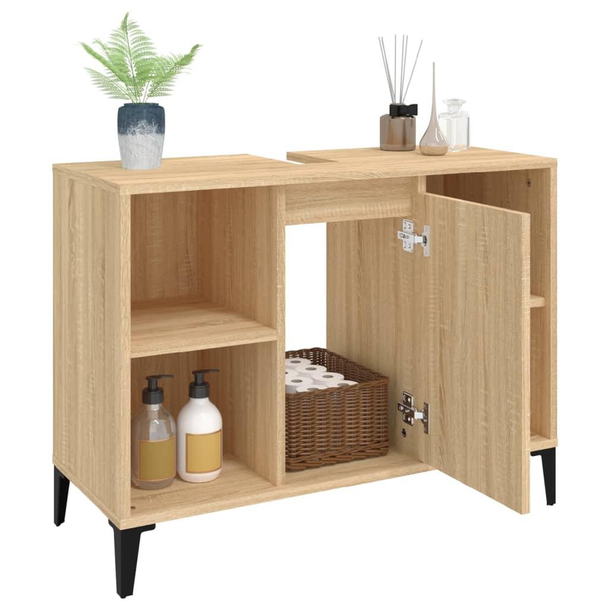 Voir la diapositive 5 : VIDAXL Meuble d'evier chene sonoma 80x33x60 cm bois d'ingenierie