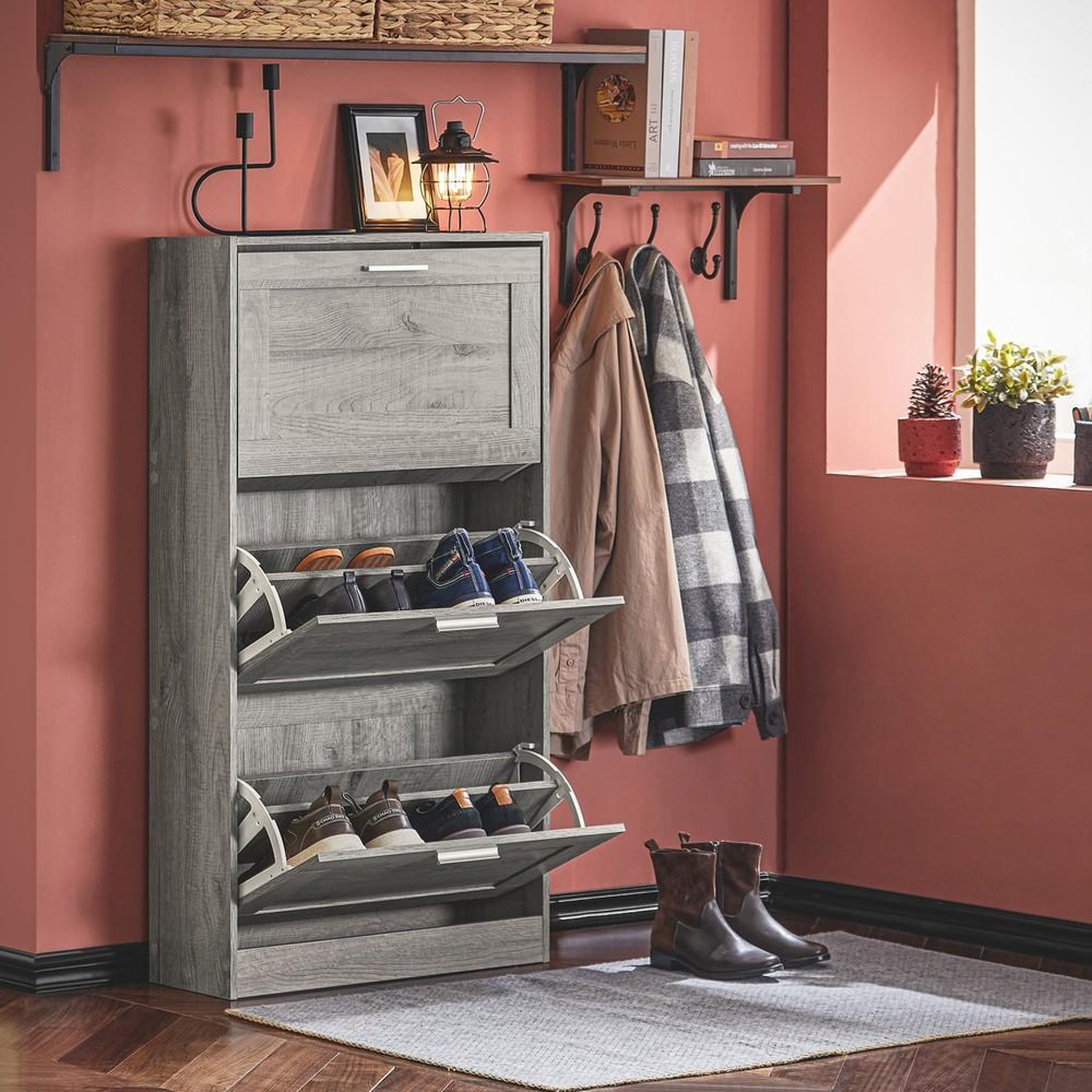 Voir la diapositive 2 : SOBUY SoBuy - Meuble À Chaussures à 3 étagères - Rustique - FSR137-L