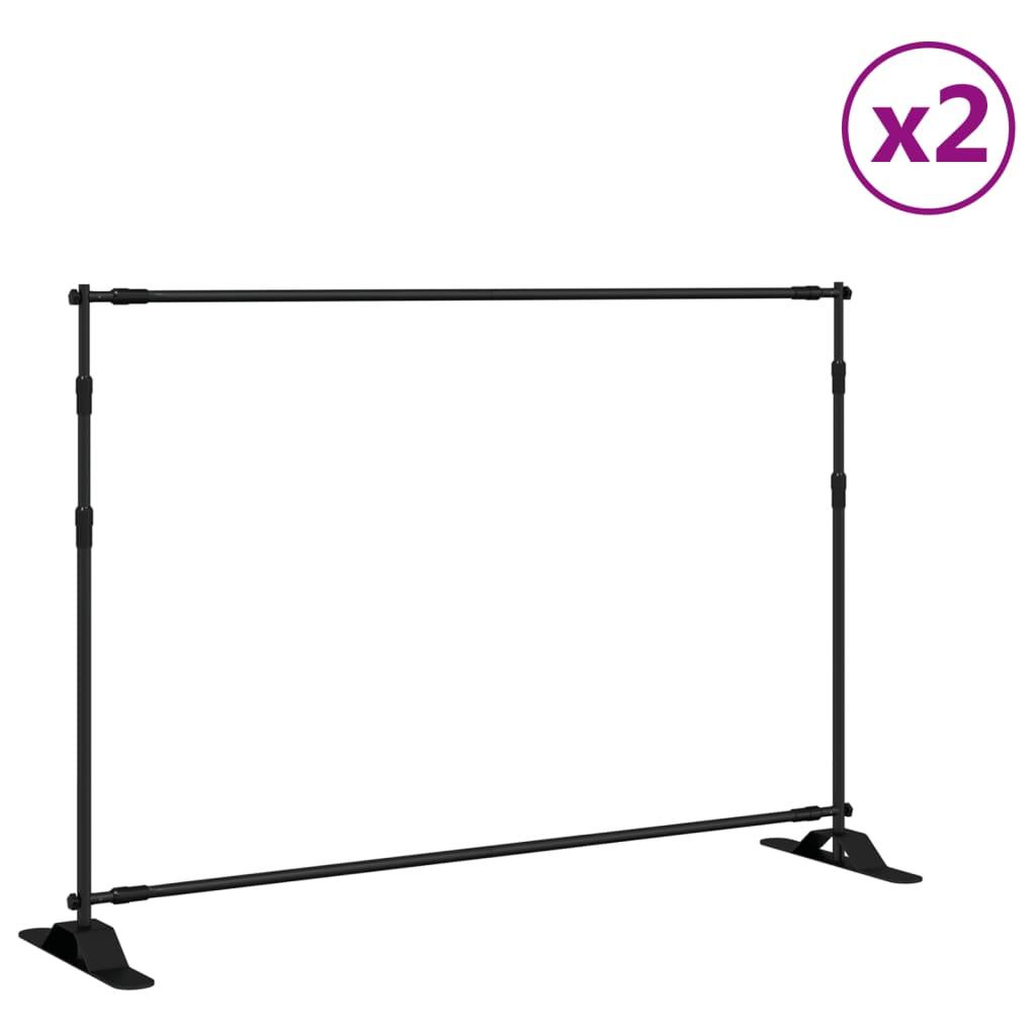Voir la diapositive 2 : VIDAXL Supports de toile de fond 2 pcs noir 305x243 cm acier