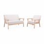 Voir la diapositive 5 : SWEEEK Banquette canapé en bois et tissu bouclette. Isak. L 114 x P 69.5 x H 73cm