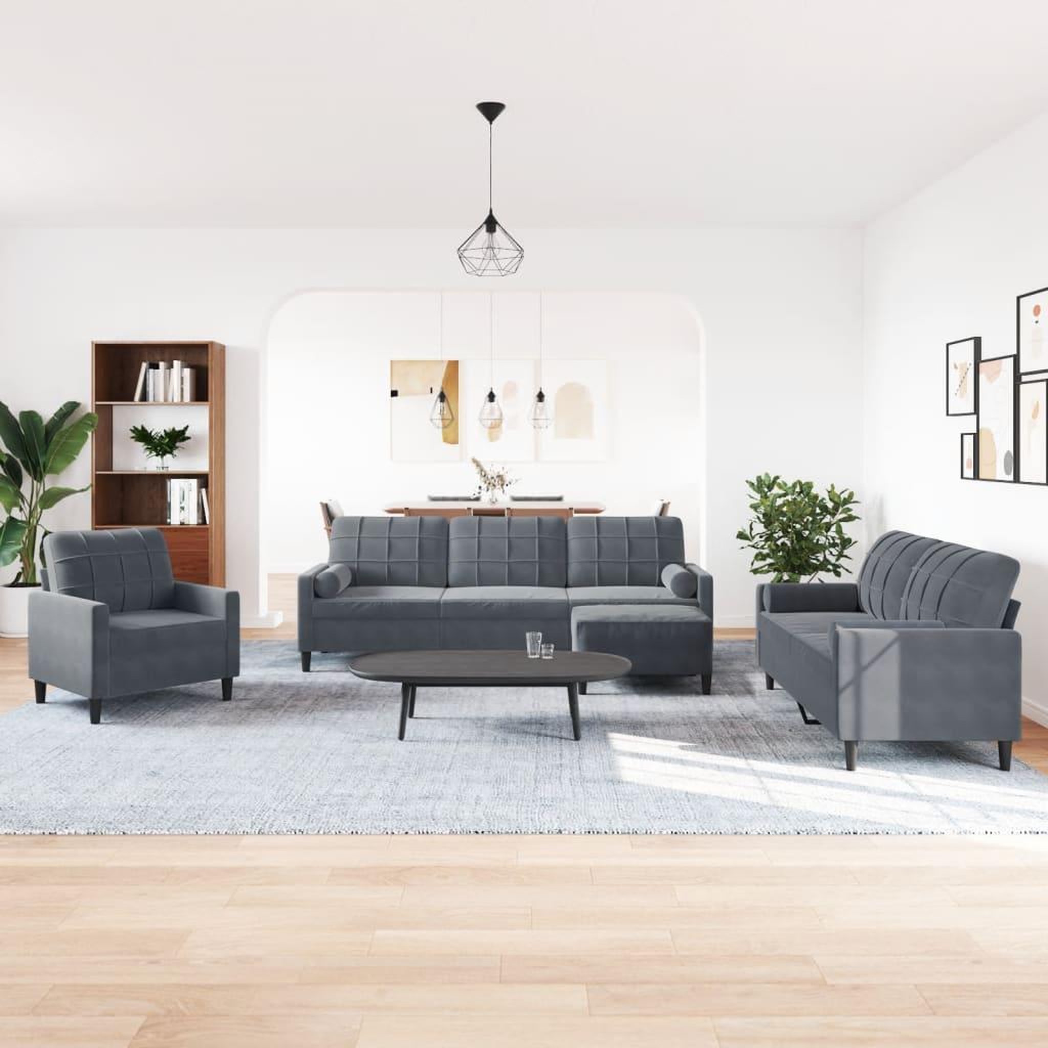 Voir la diapositive 3 : VIDAXL Ensemble de canapes 4 pcs avec coussins et traversins velours