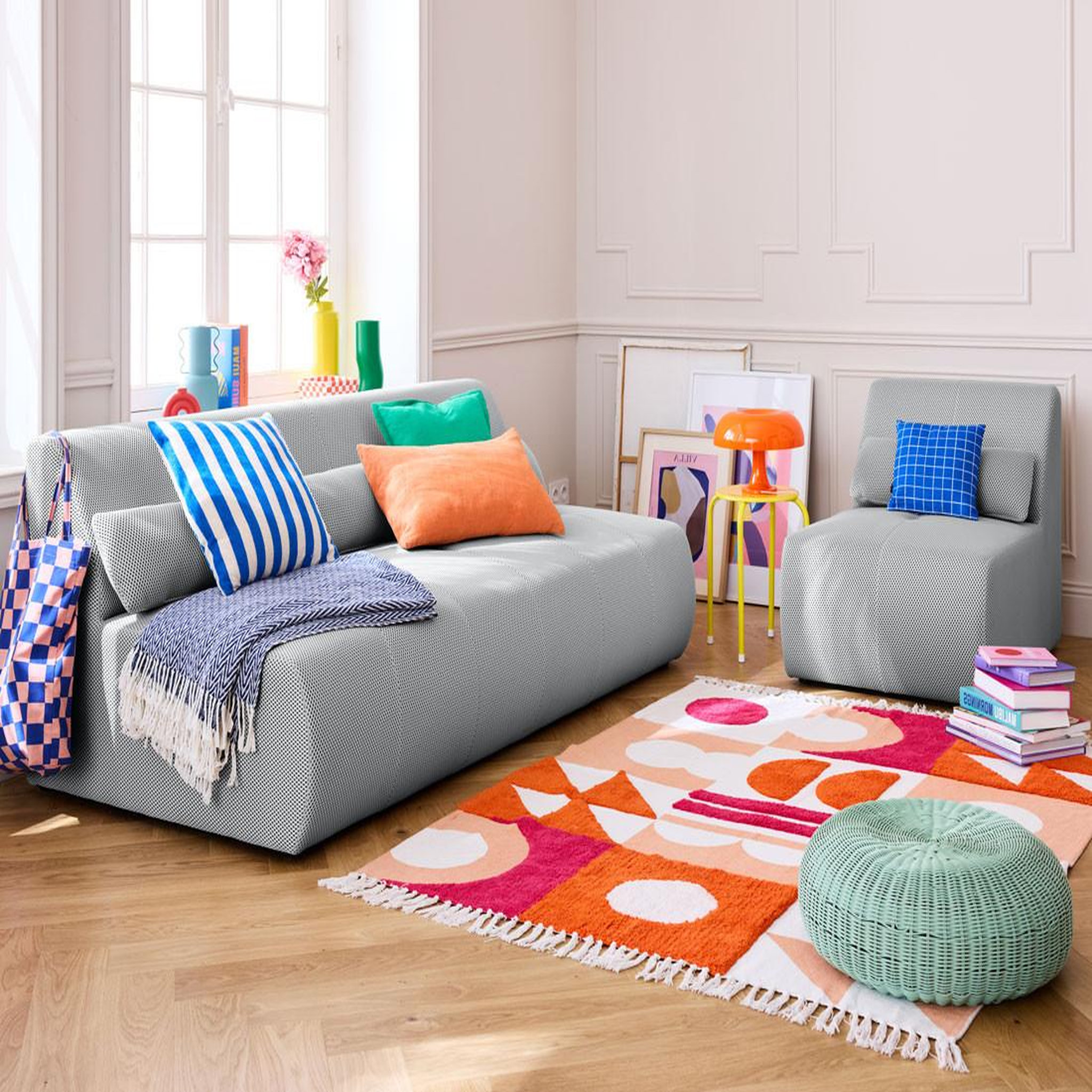 Voir la diapositive 1 : LISA DESIGN Onyx - canapé droit 3 places - en tissu mailles 3d