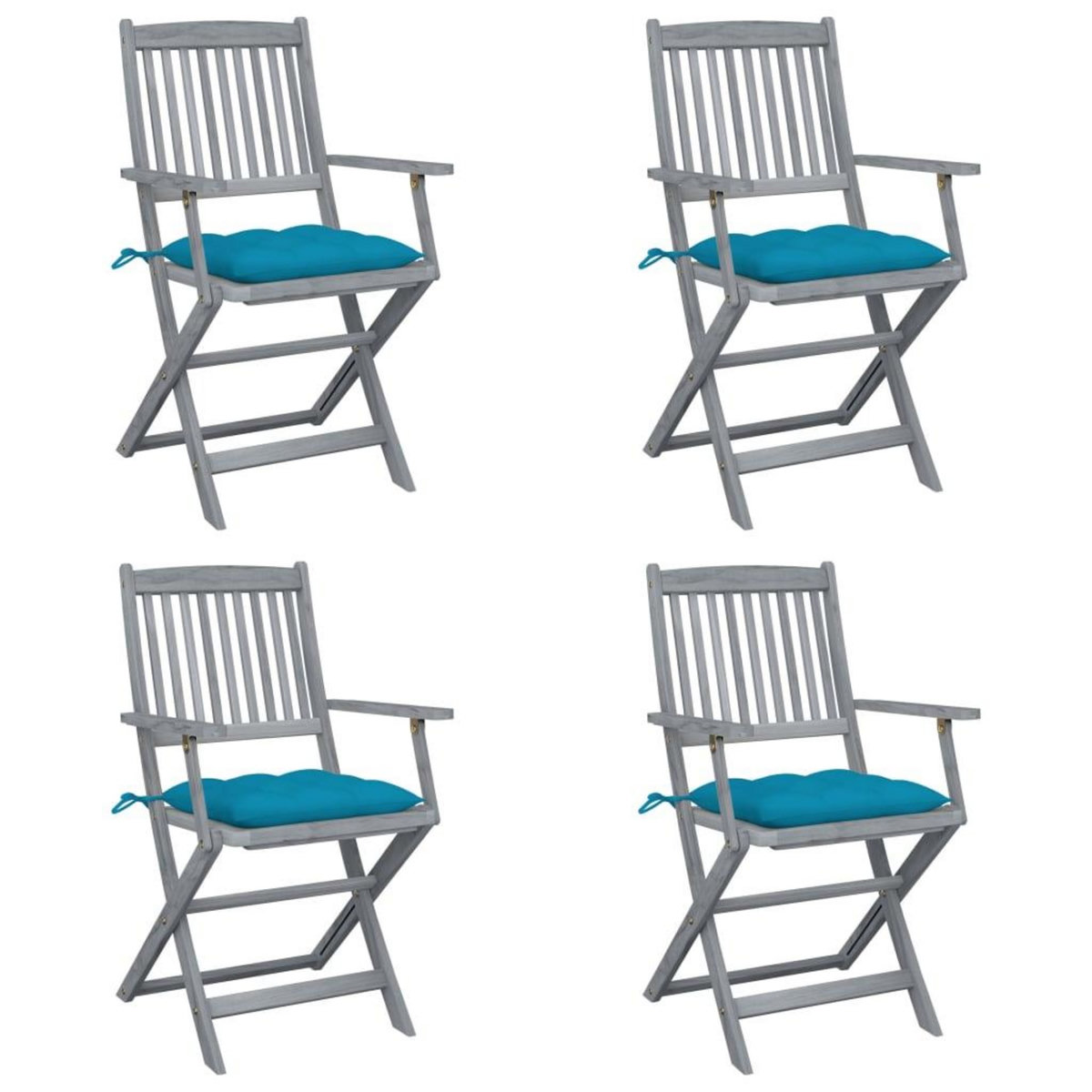 VIDAXL Chaises pliables d'exterieur lot de 4 et coussins Bois d'acacia