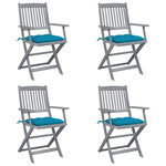 VIDAXL Chaises pliables d'exterieur lot de 4 et coussins Bois d'acacia