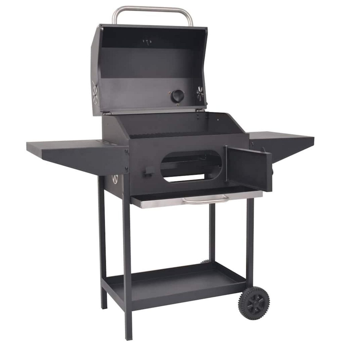 VIDAXL Barbecue au charbon de bois avec etagere inferieure Noir