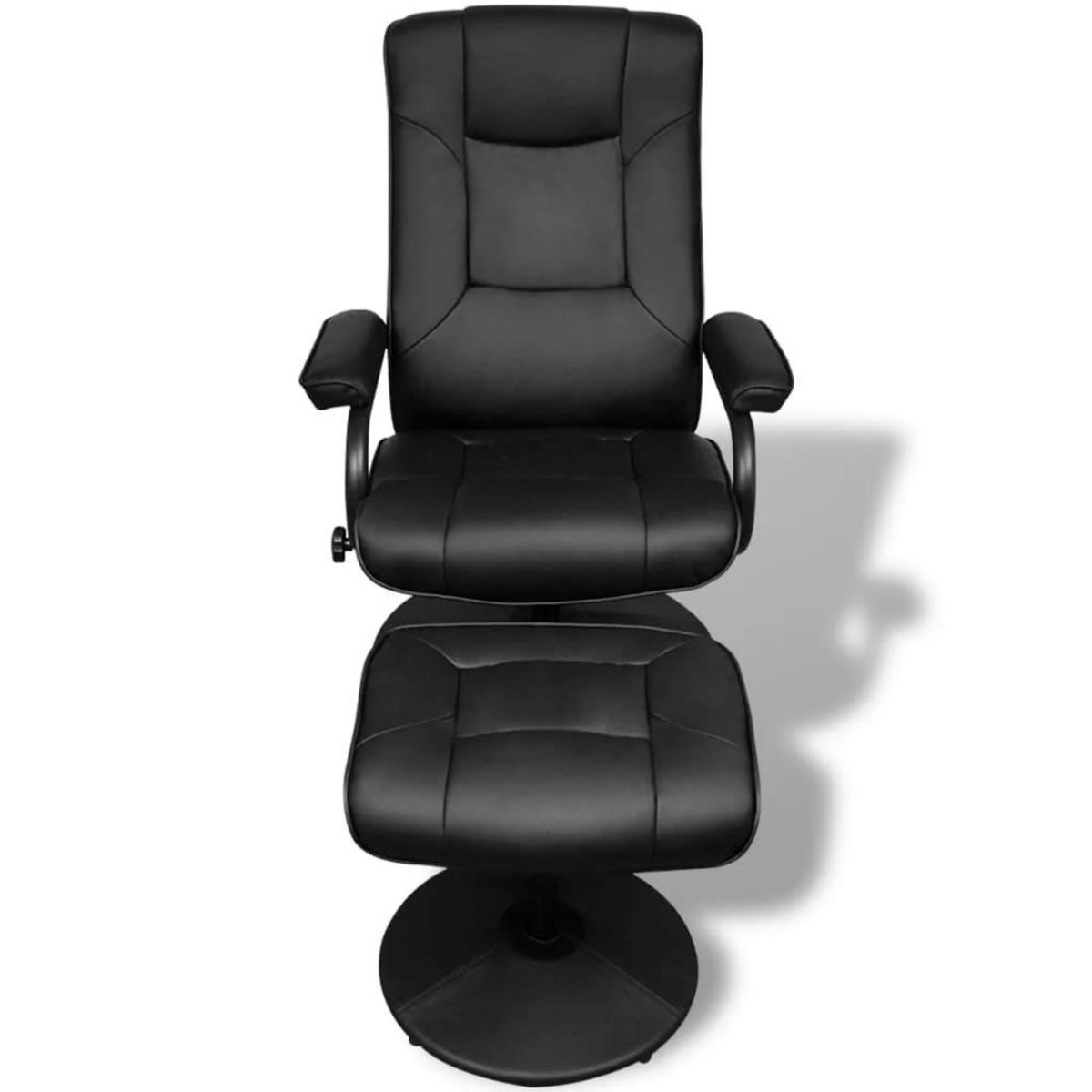 VIDAXL Fauteuil TV avec repose-pied Noir Similicuir
