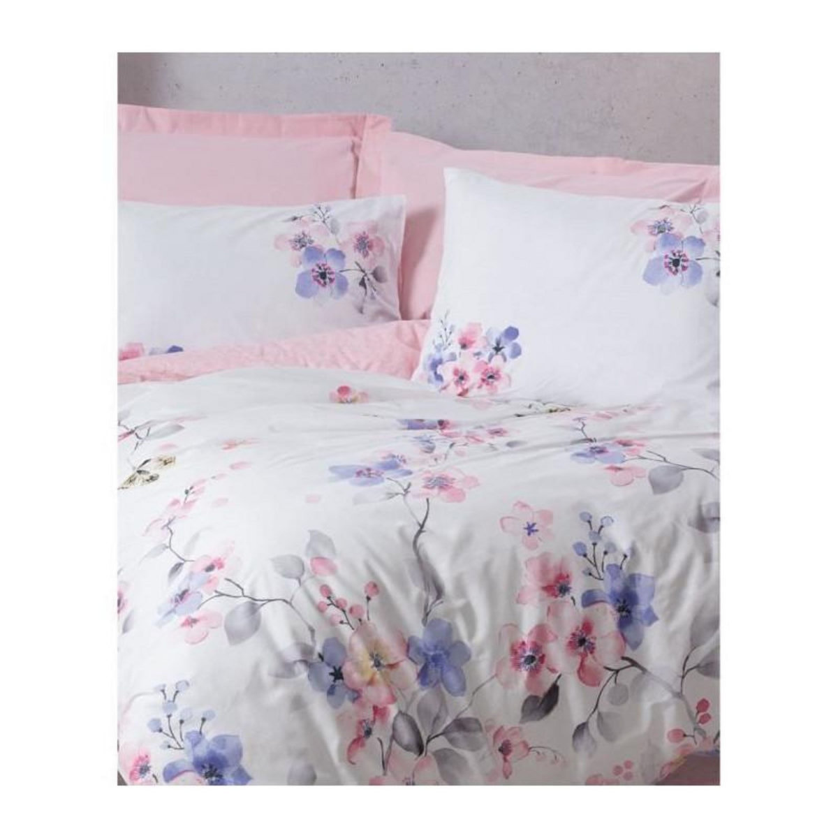 GENERIQUE Parure de lit - 129CTN64249 - 1 housse de couette 220 x 240 cm + 2 taies d'oreiller 60 x 60 cm - 100% coton ranforcé - Rose