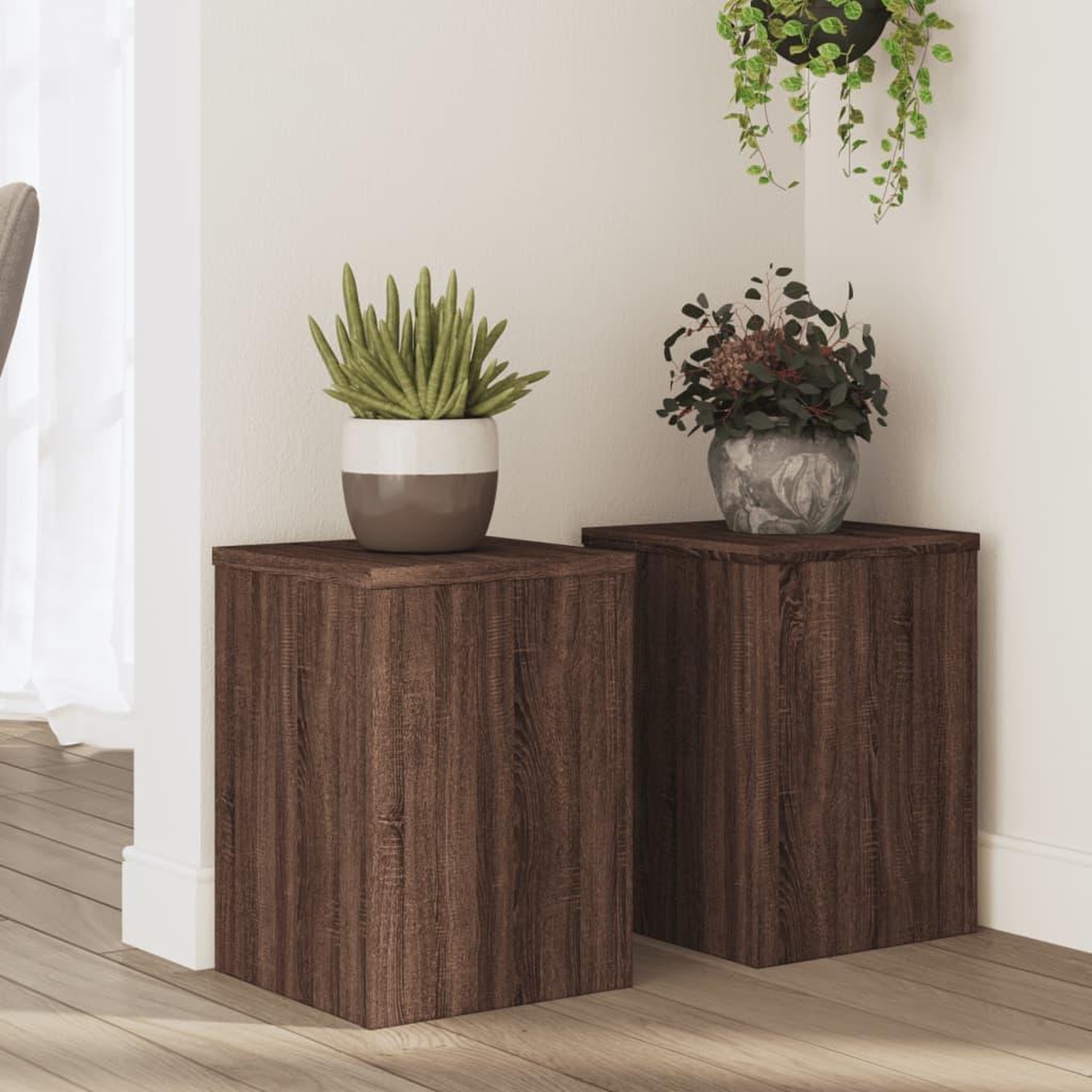 VIDAXL Supports pour plantes 2 pcs chene marron bois d'ingenierie