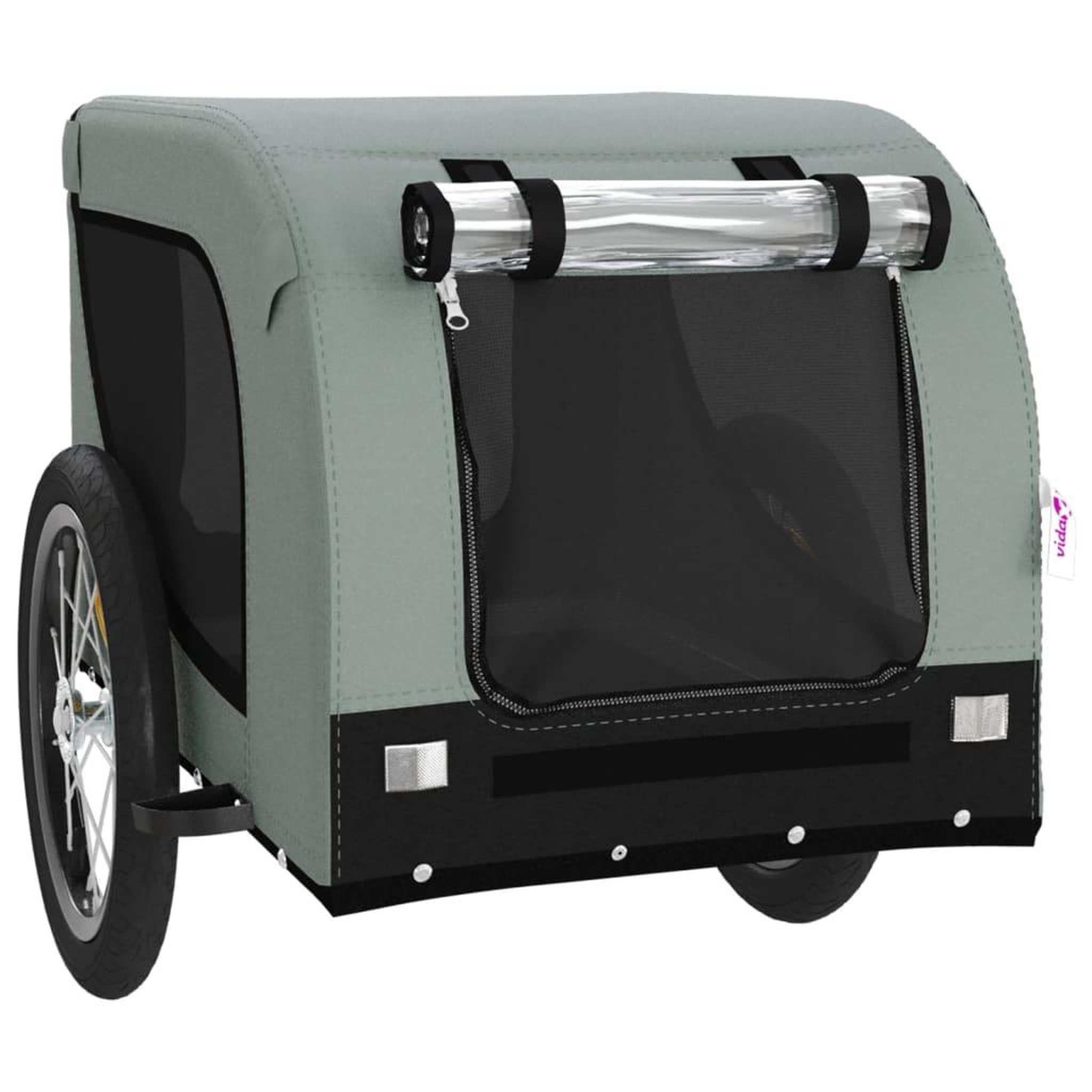 Voir la diapositive 4 : VIDAXL Remorque de velo pour animaux de compagnie gris et noir