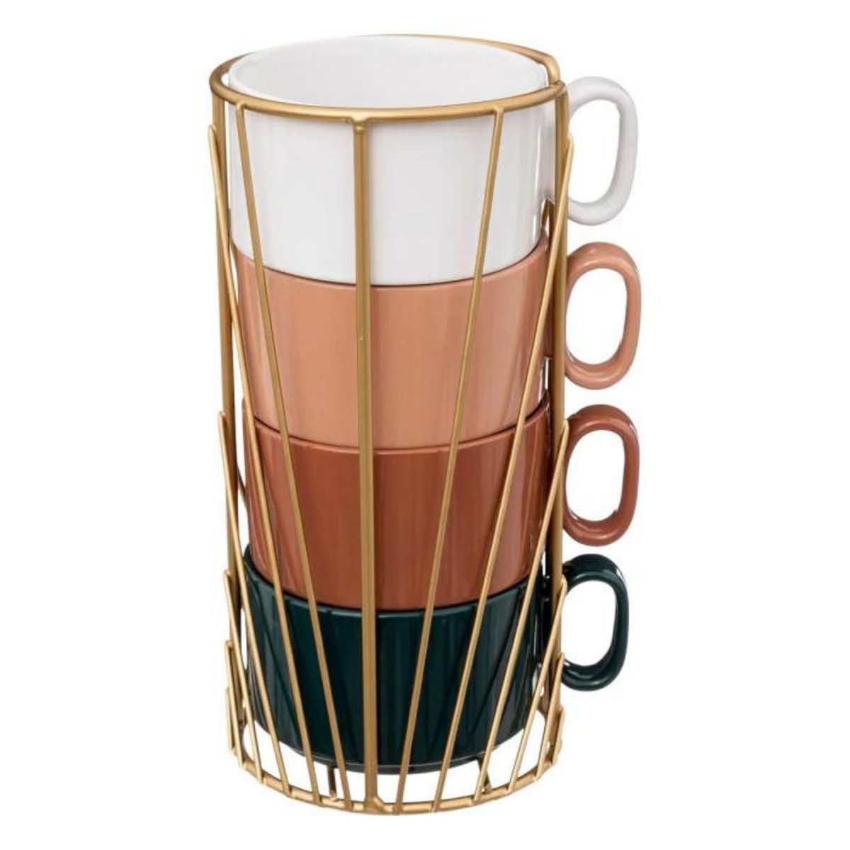 SECRET DE GOURMET Lot de 4 Mugs sur Rack  Coline  25cl Multicolore