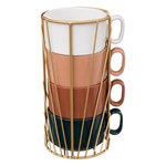 SECRET DE GOURMET Lot de 4 Mugs sur Rack  Coline  25cl Multicolore
