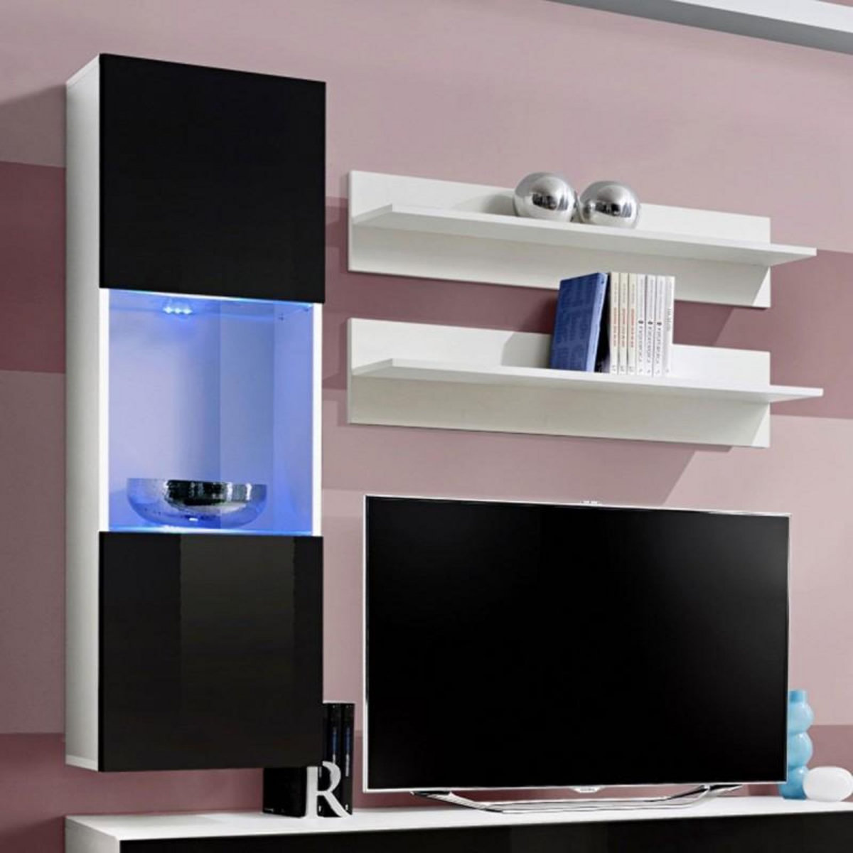 Paris Prix Meuble TV Mural Design  Fly III  170cm Noir & Blanc