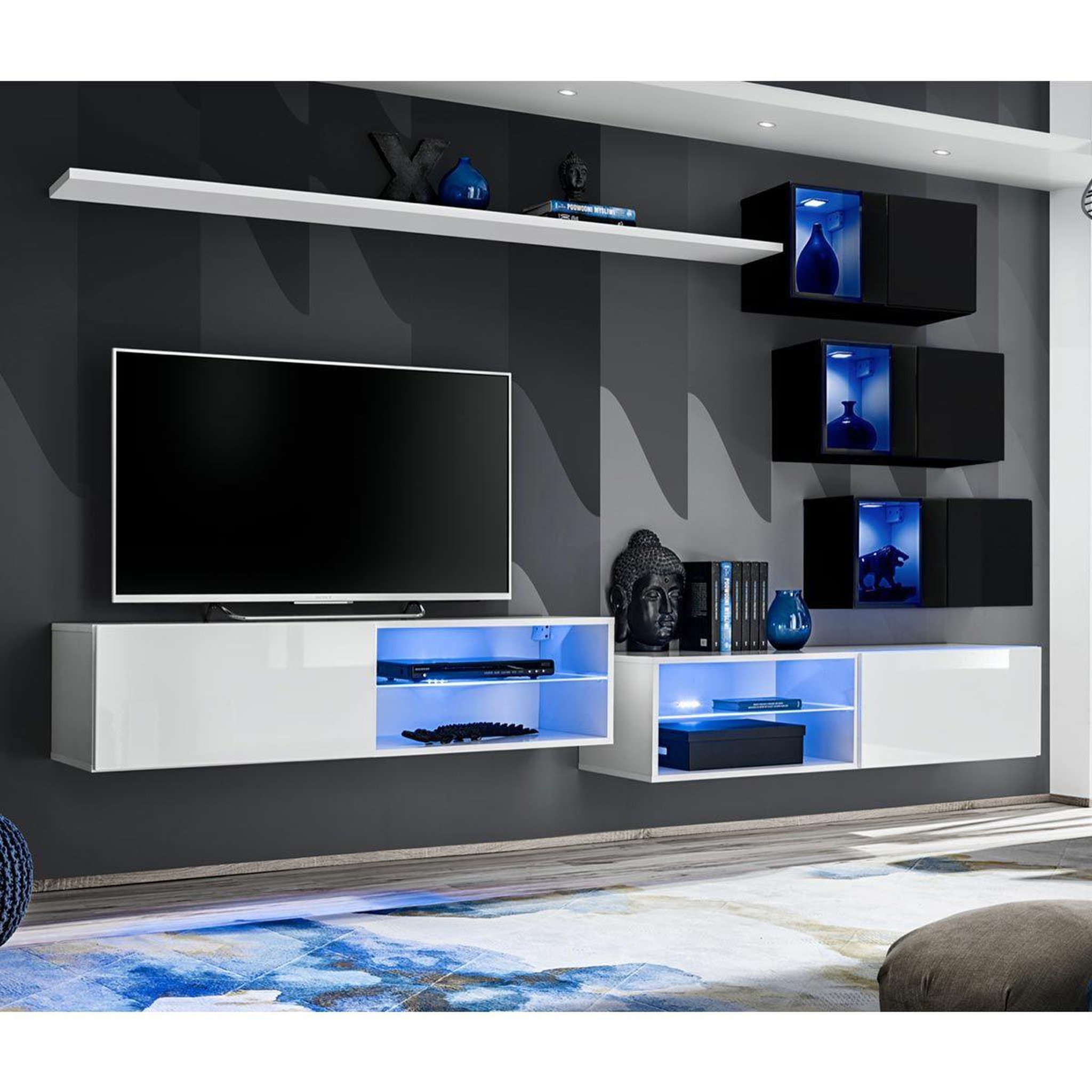 Paris Prix Ensemble meuble tv design  switch xxiv  250cm blanc & noir