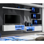 Paris Prix Ensemble Meuble TV Design  Switch XXIV  250cm Blanc & Noir