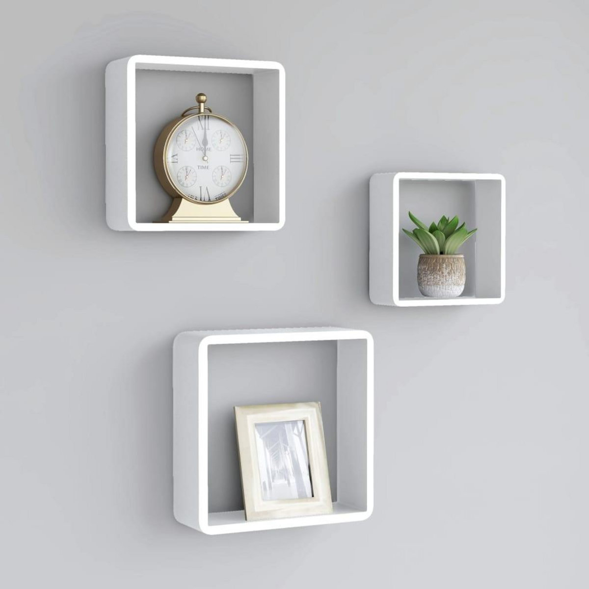 VIDAXL Etageres murales sous forme de cube 3 pcs Blanc MDF