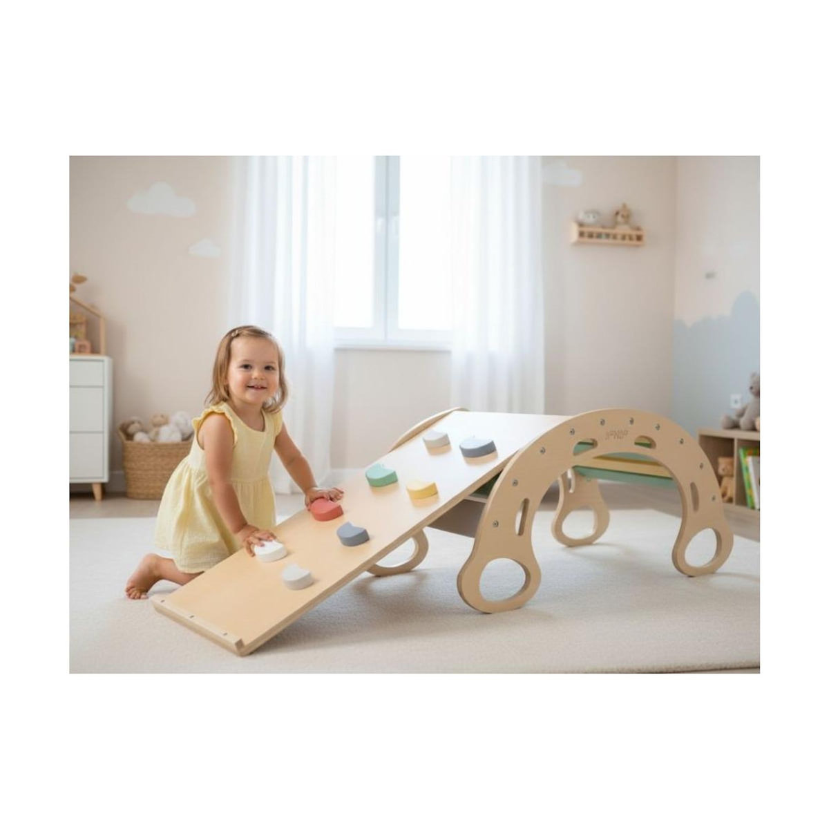 ELINELI Balançoire Montessori PRO 5en1 Fresh avec planche