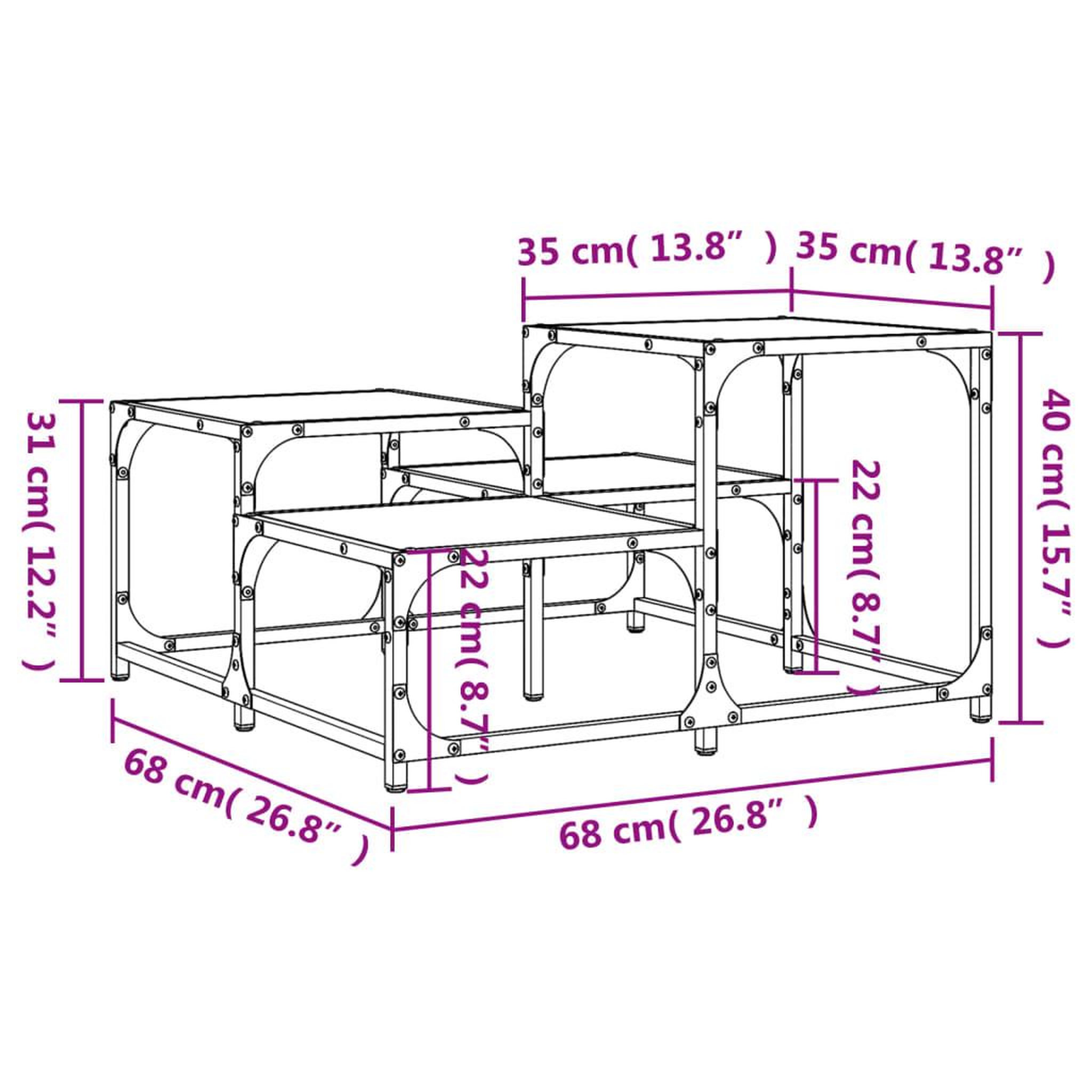Voir la diapositive 6 : VIDAXL Table basse sonoma gris 68x68x40 cm bois d'ingenierie