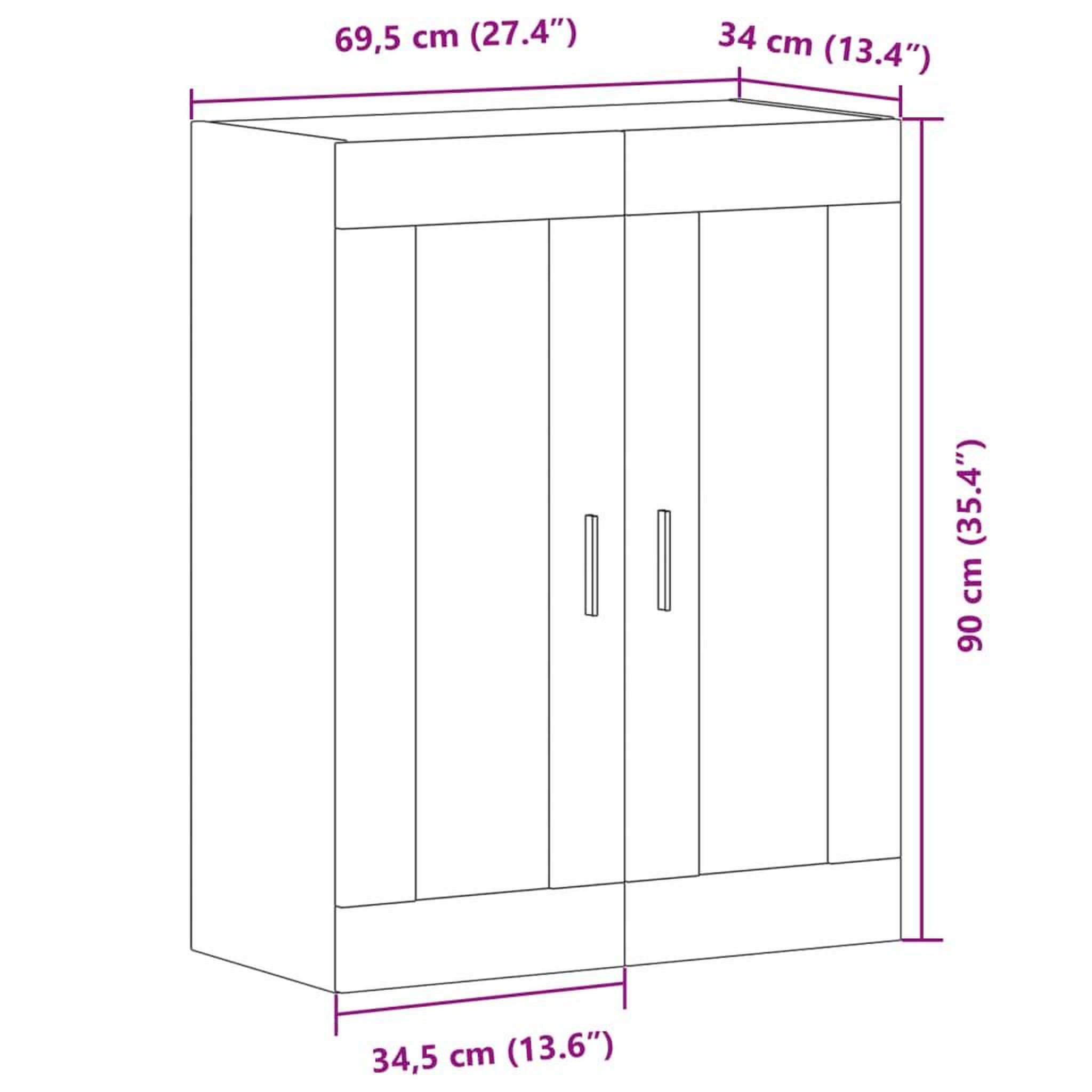 Voir la diapositive 6 : VIDAXL Armoire murale chene artisanal 69,5x34x90 cm