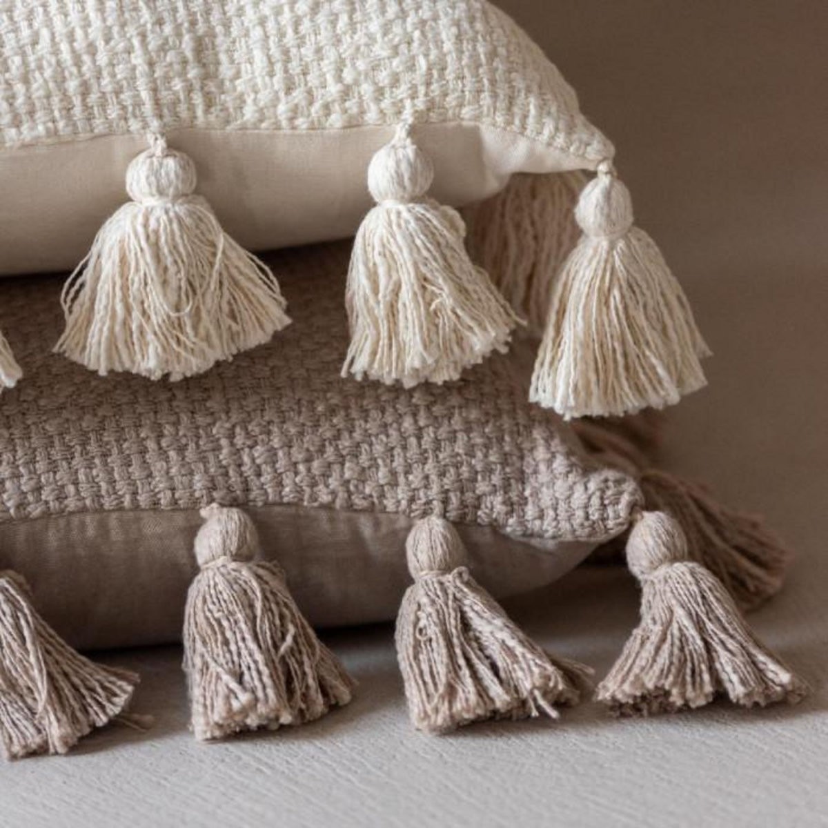 Paris Prix Coussin Déco Tissé  Floches  45x45cm Taupe