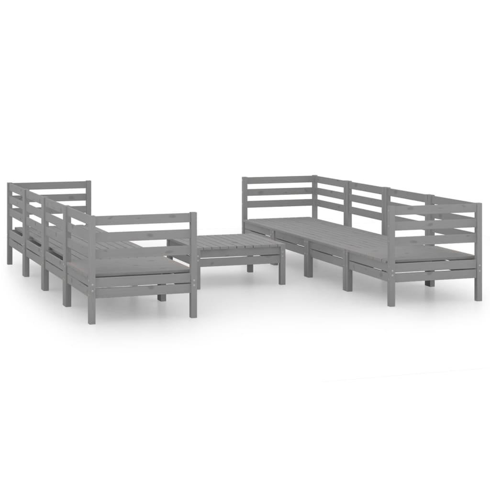 Voir la diapositive 2 : VIDAXL Salon de jardin 9 pcs Gris Bois de pin massif