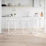 VIDAXL Barriere pour chiens et porte 6 panneaux blanc bois de peuplier