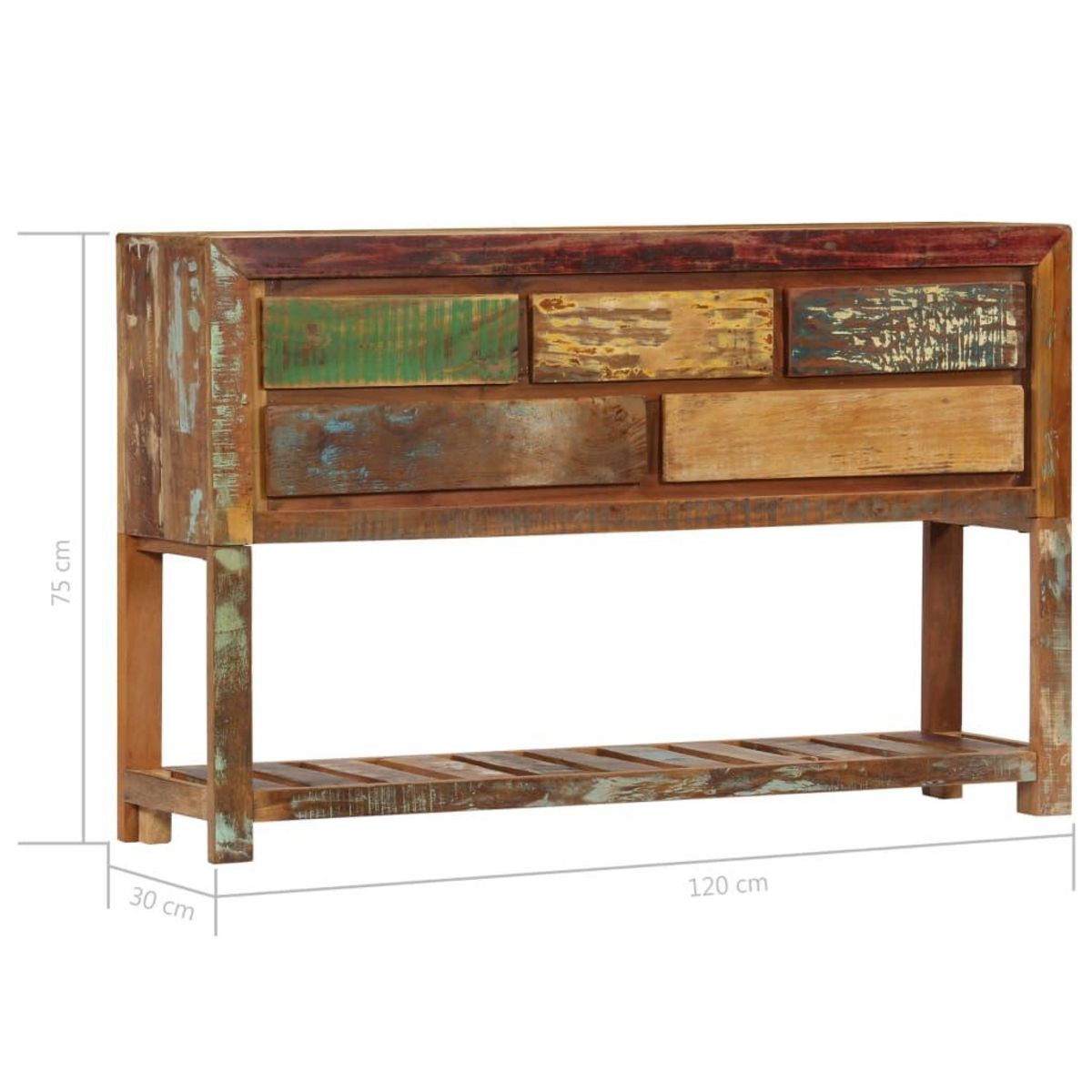 VIDAXL Buffet 120x30x75 cm Bois de recuperation solide