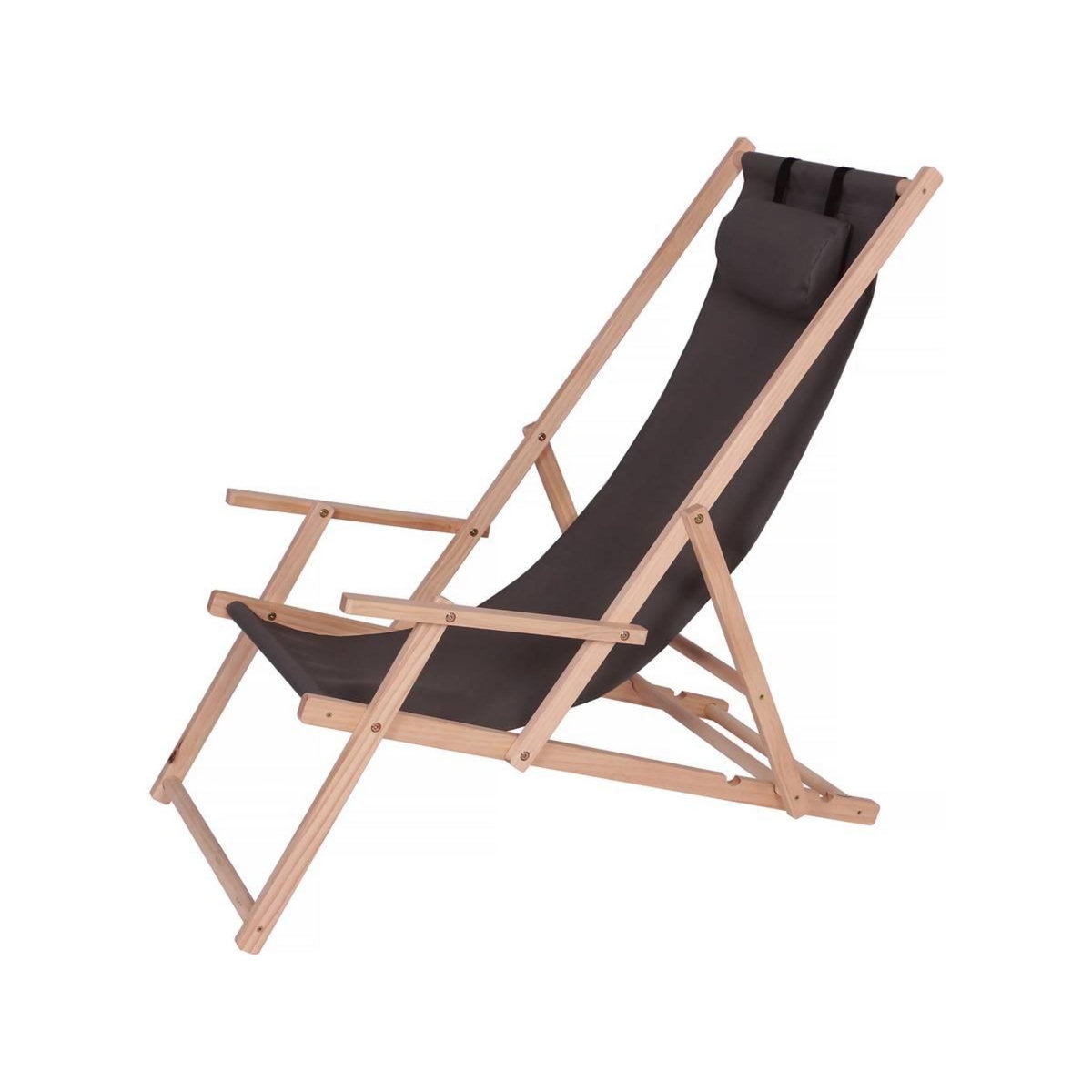 Habitat et Jardin Lot de 2 transat en bois  Chilienne  avec accoudoir - 107 x 56.5 x 81 cm - Gris Foncé