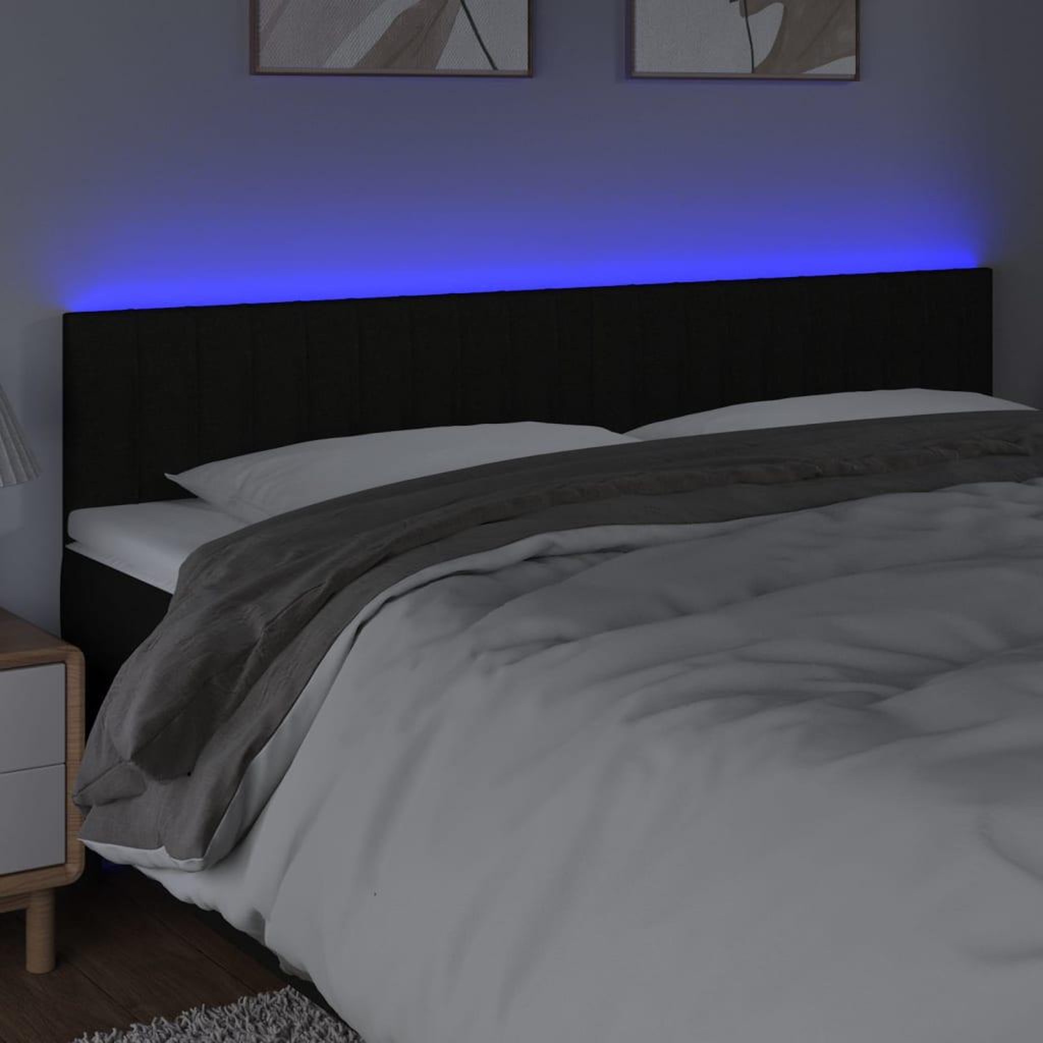 Voir la diapositive 3 : VIDAXL Tete de lit a LED Noir 200x5x78/88 cm Tissu