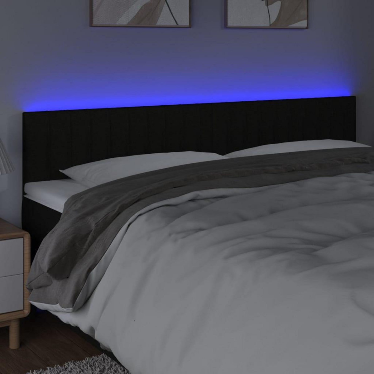 VIDAXL Tete de lit a LED Noir 200x5x78/88 cm Tissu
