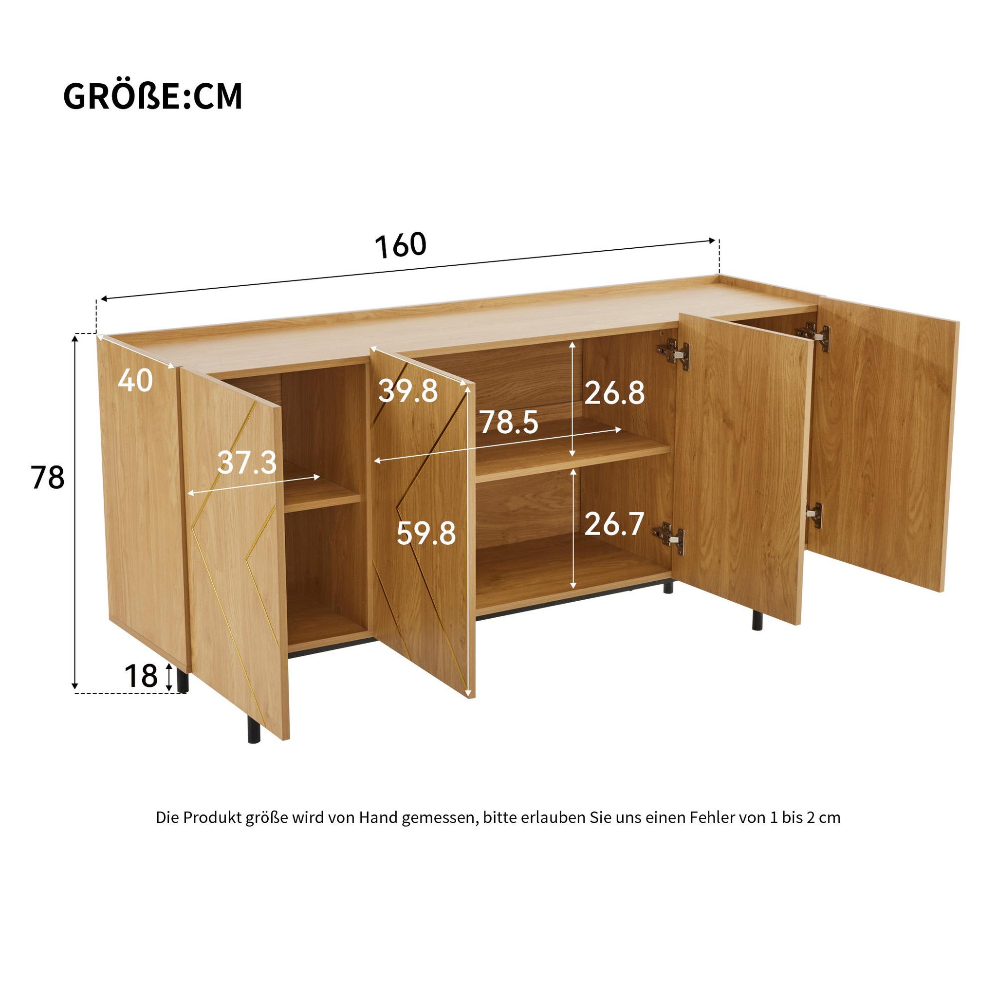 Voir la diapositive 3 : MERAX Buffet 4 porte(s) 0 tiroir(s) - 150 cm naturel panneau de particules