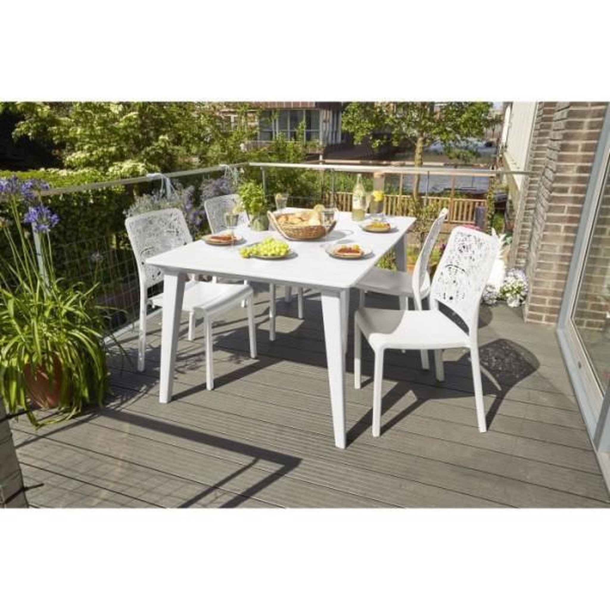 Voir la diapositive 2 : ALLIBERT by KETER Table de jardin - Rectangulaire - Coloris : blanc - En résine - 6 personnes - LIMA - Allibert by KETER