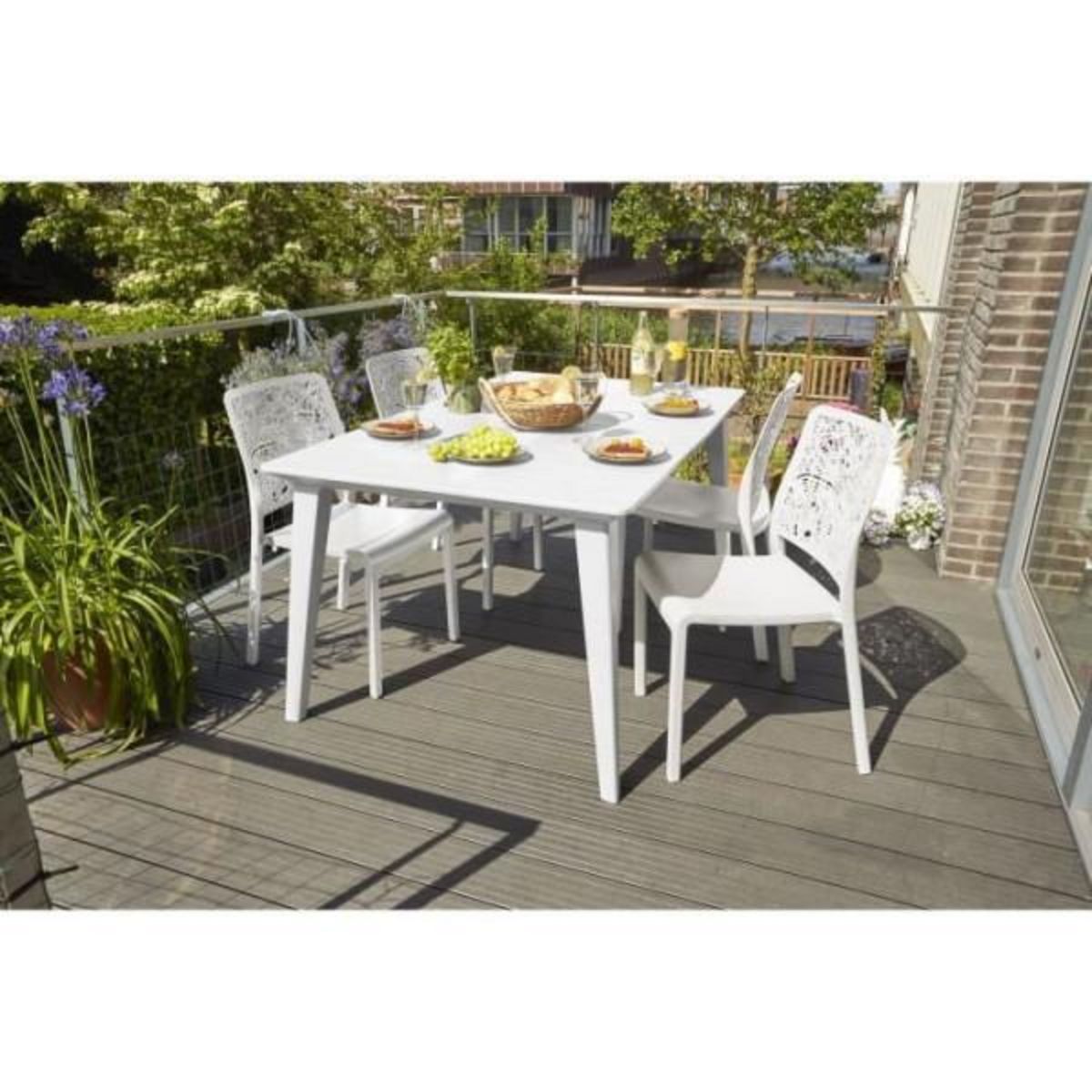 ALLIBERT by KETER Table de jardin - Rectangulaire - Coloris : blanc - En résine - 6 personnes - LIMA - Allibert by KETER