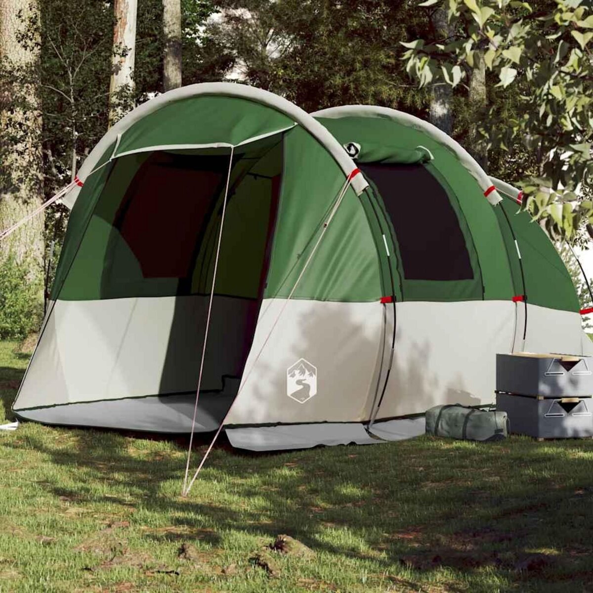 VIDAXL Tente de camping tunnel 4 personnes vert impermeable
