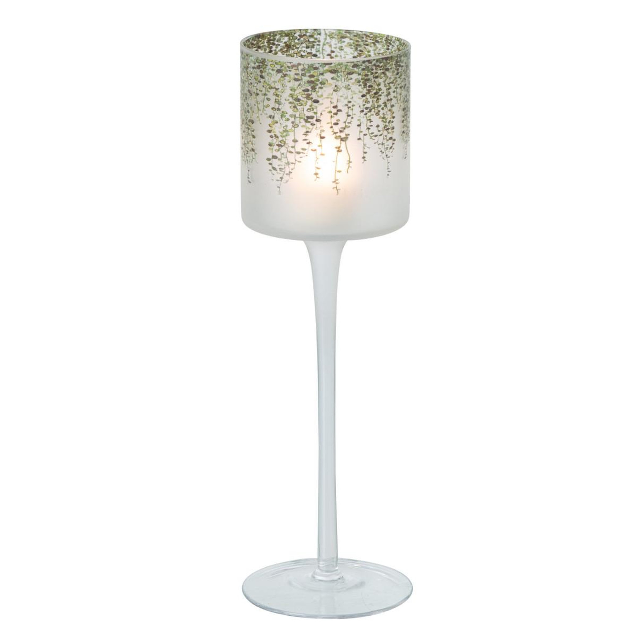 Voir la diapositive 2 : J-LINE Photophore sur pied en verre  eden  30cm transparent