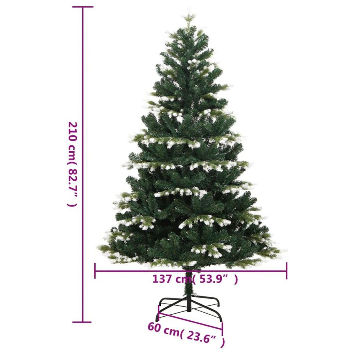 VIDAXL Sapin de Noël artificiel a charnieres avec neige floquee 210 cm