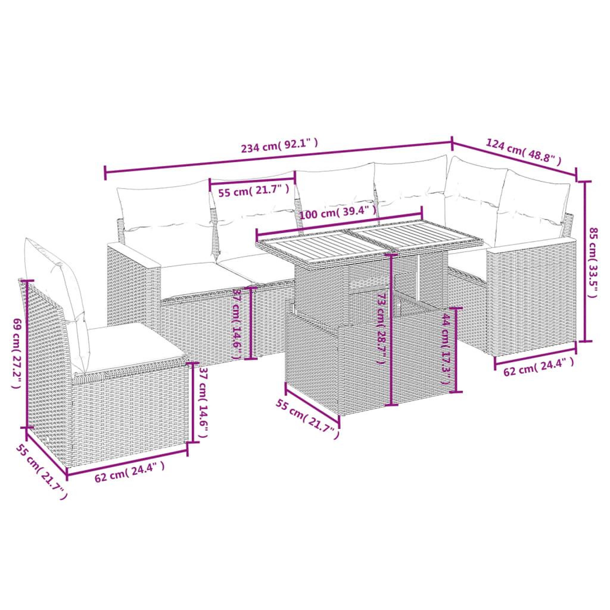 Voir la diapositive 3 : VIDAXL Salon de jardin 7 pcs avec coussins noir resine tressee