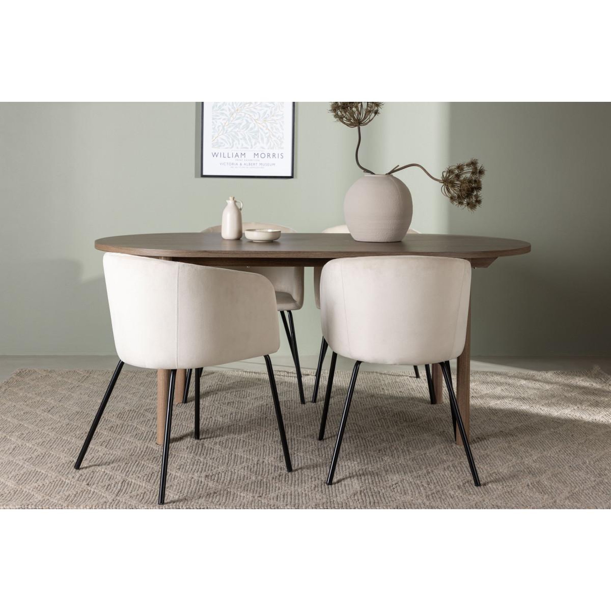 Voir la diapositive 5 : Paris Prix Ensemble table à manger & 4 chaises  andy & berit  180cm naturel & beige
